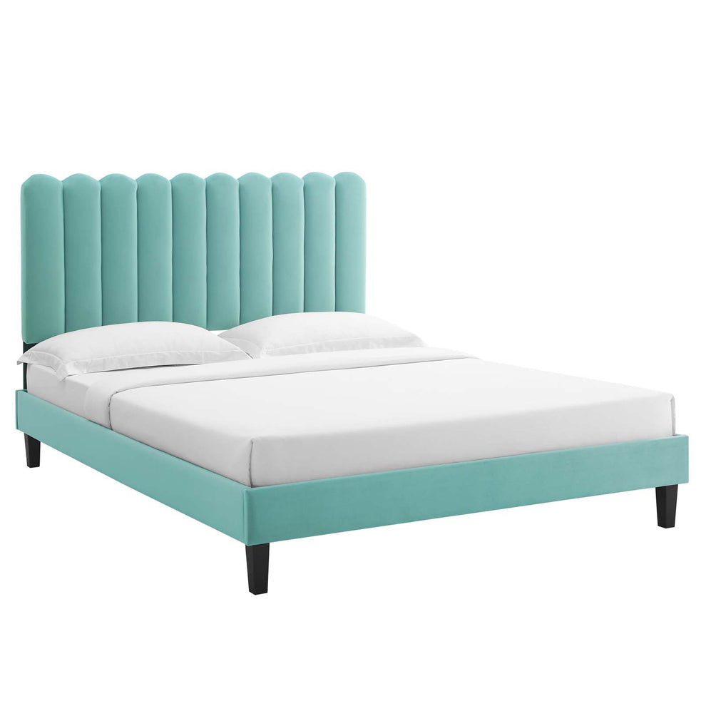 Reagan Queen Performance Velvet Platform Bed By Modway - MOD-6588 | Beds | Modishstore - 49