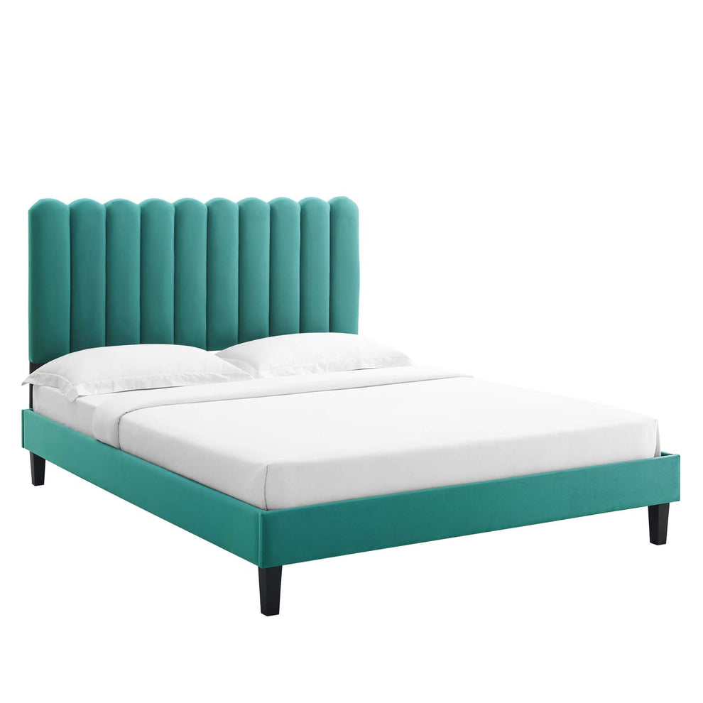 Reagan Queen Performance Velvet Platform Bed By Modway - MOD-6588 | Beds | Modishstore - 81