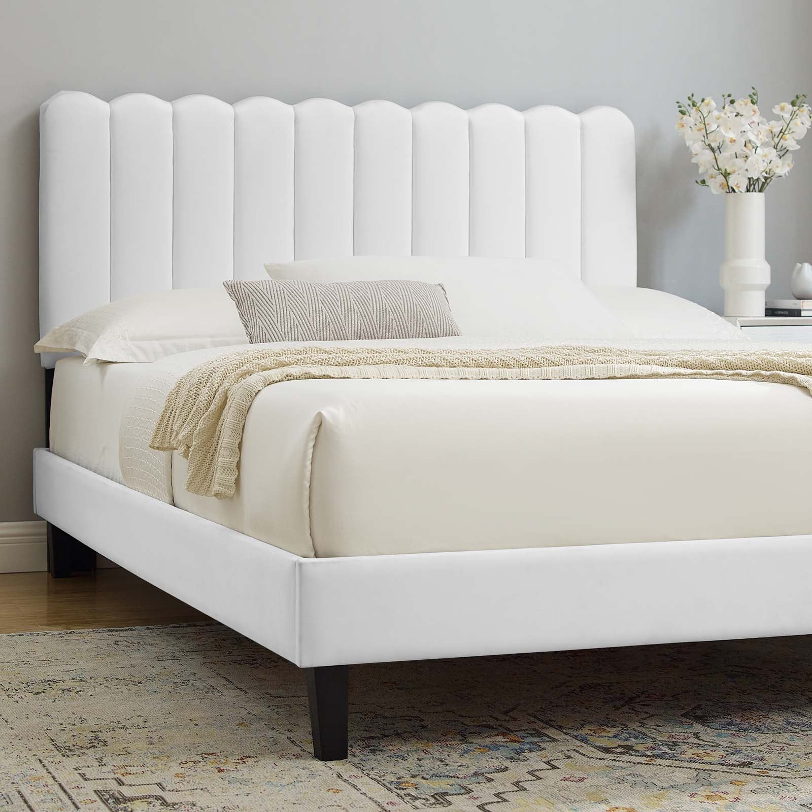 Reagan Queen Performance Velvet Platform Bed By Modway - MOD-6588 | Beds | Modishstore - 104