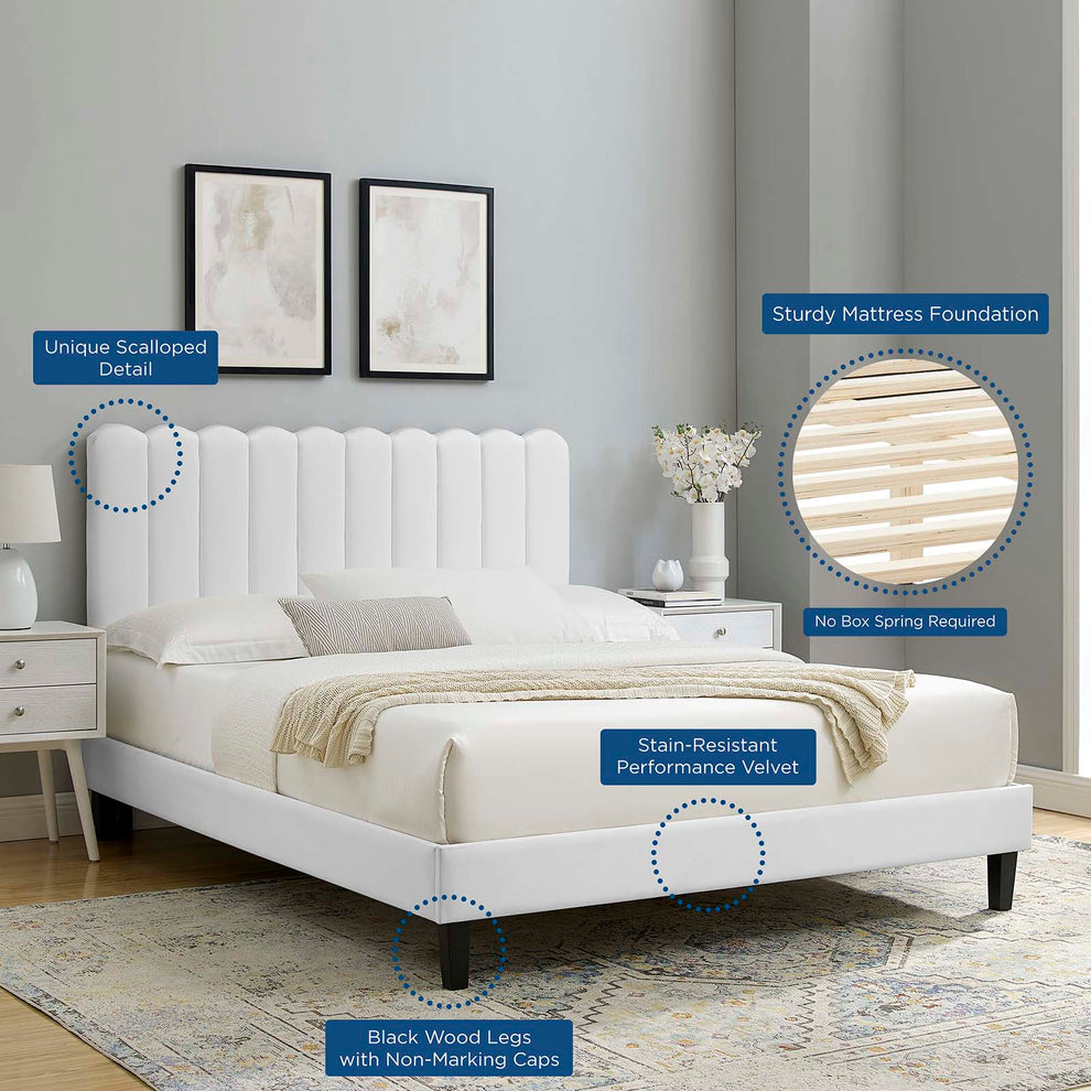 Reagan Queen Performance Velvet Platform Bed By Modway - MOD-6588 | Beds | Modishstore - 105