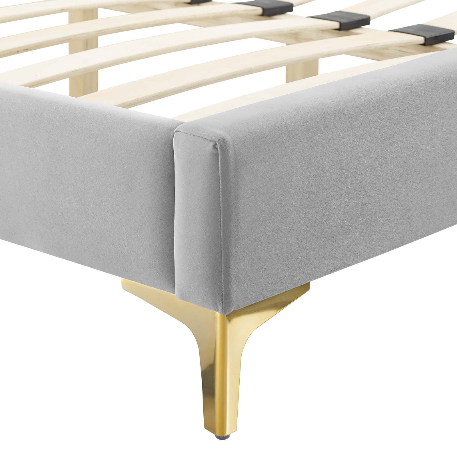 Kendall Performance Velvet Queen Bed By Modway - MOD-6589-CHA | Beds |  Modishstore - 29