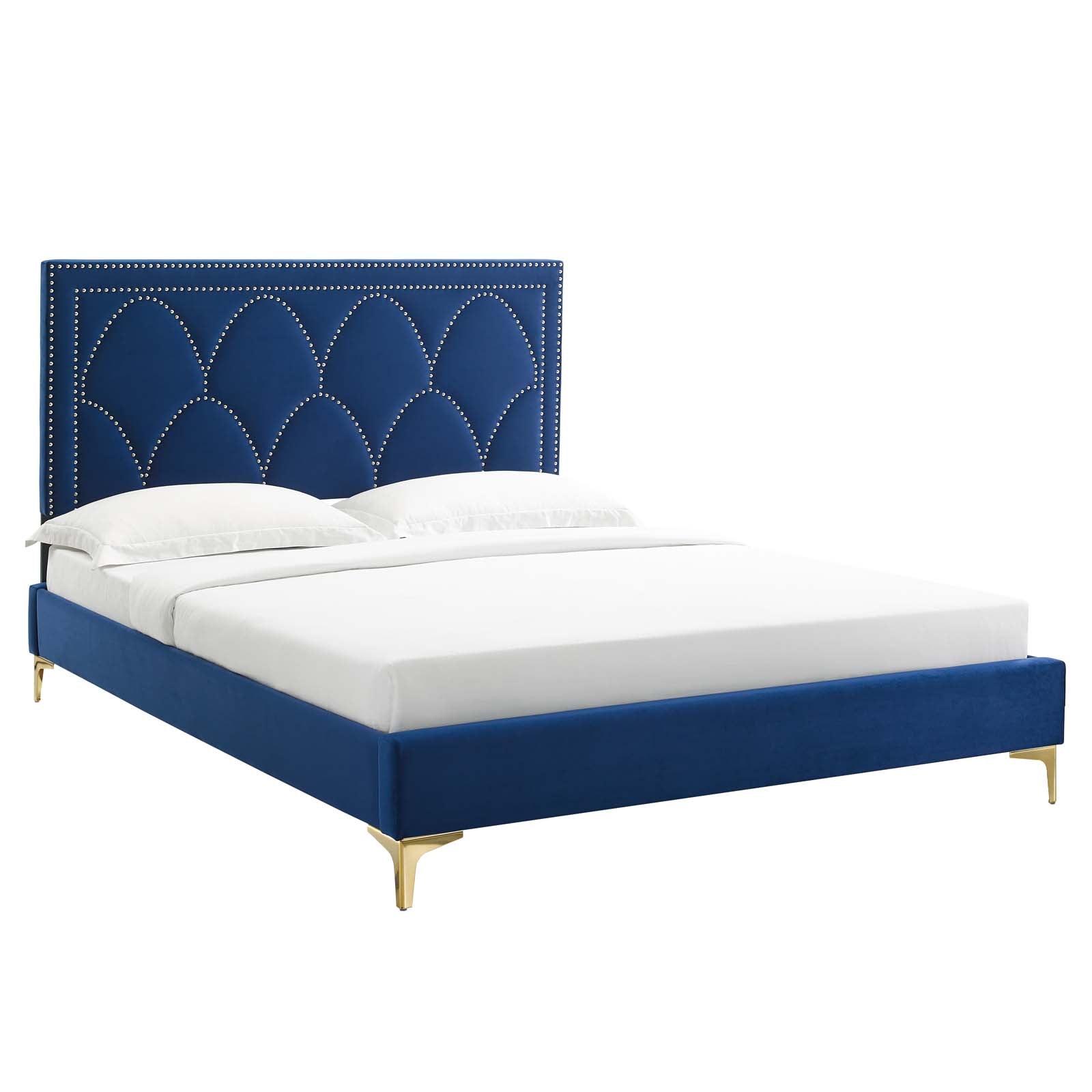 Kendall Performance Velvet Queen Bed By Modway - MOD-6589-CHA | Beds |  Modishstore - 45
