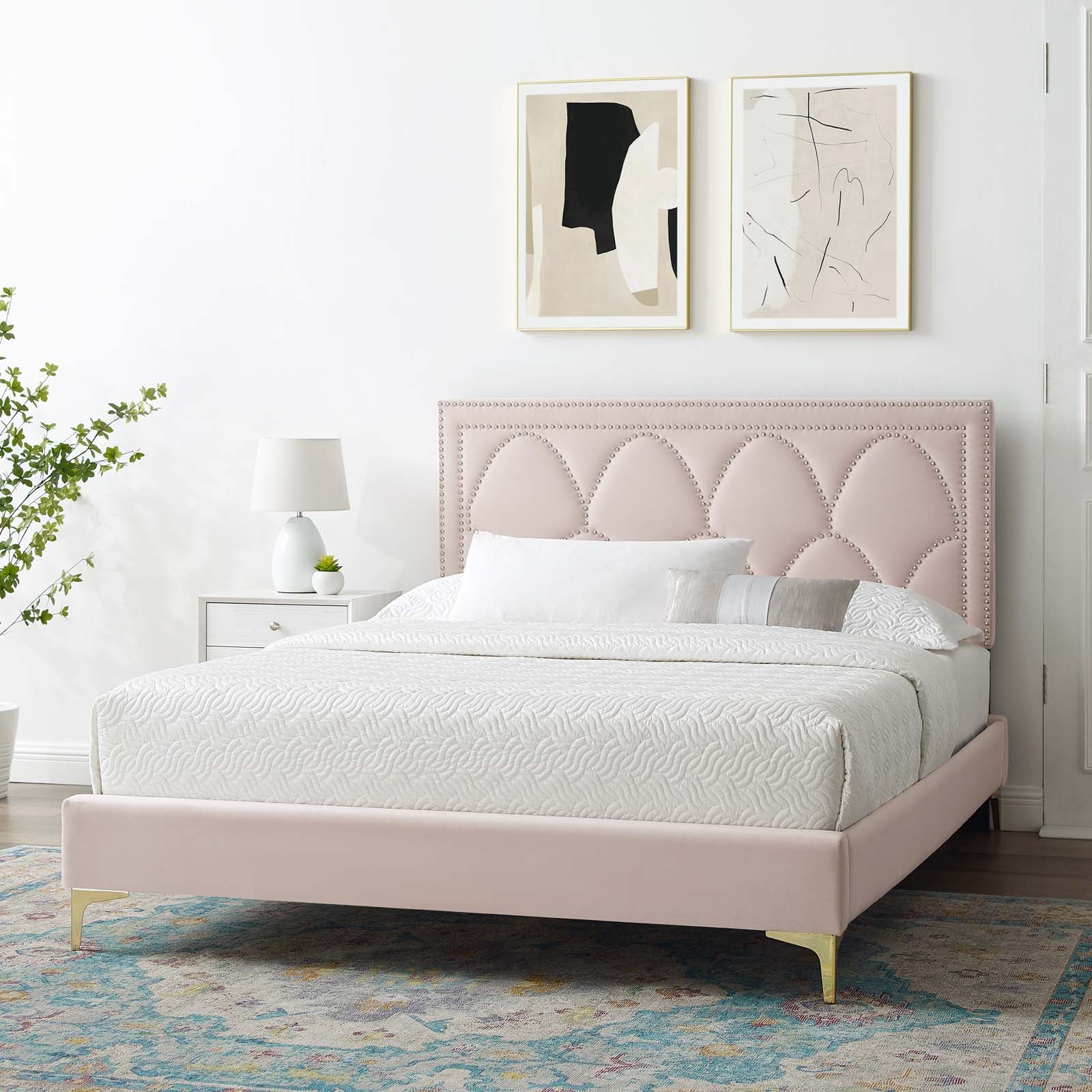 Kendall Performance Velvet Queen Bed By Modway - MOD-6589-CHA | Beds |  Modishstore - 59