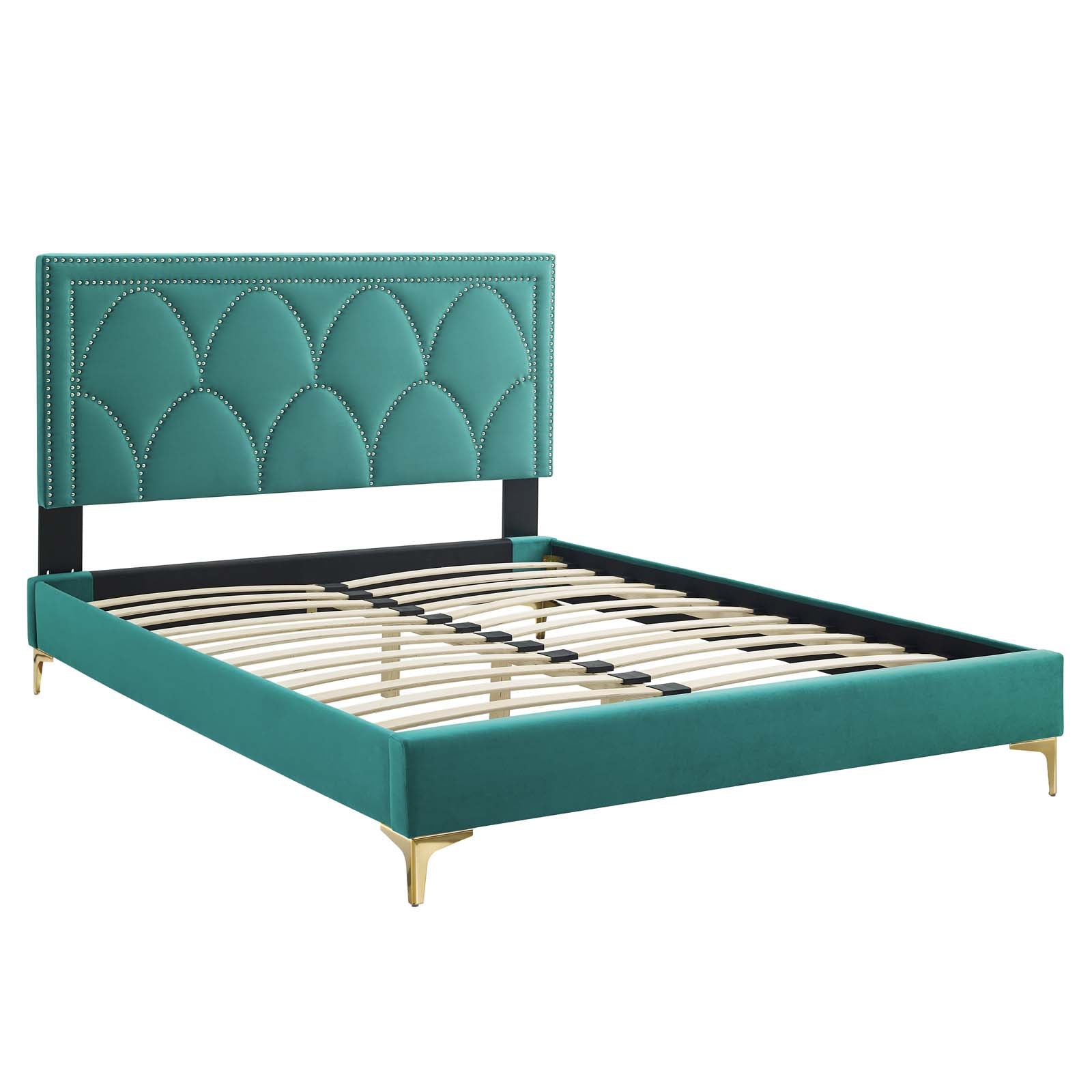 Kendall Performance Velvet Queen Bed By Modway - MOD-6589-CHA | Beds |  Modishstore - 72