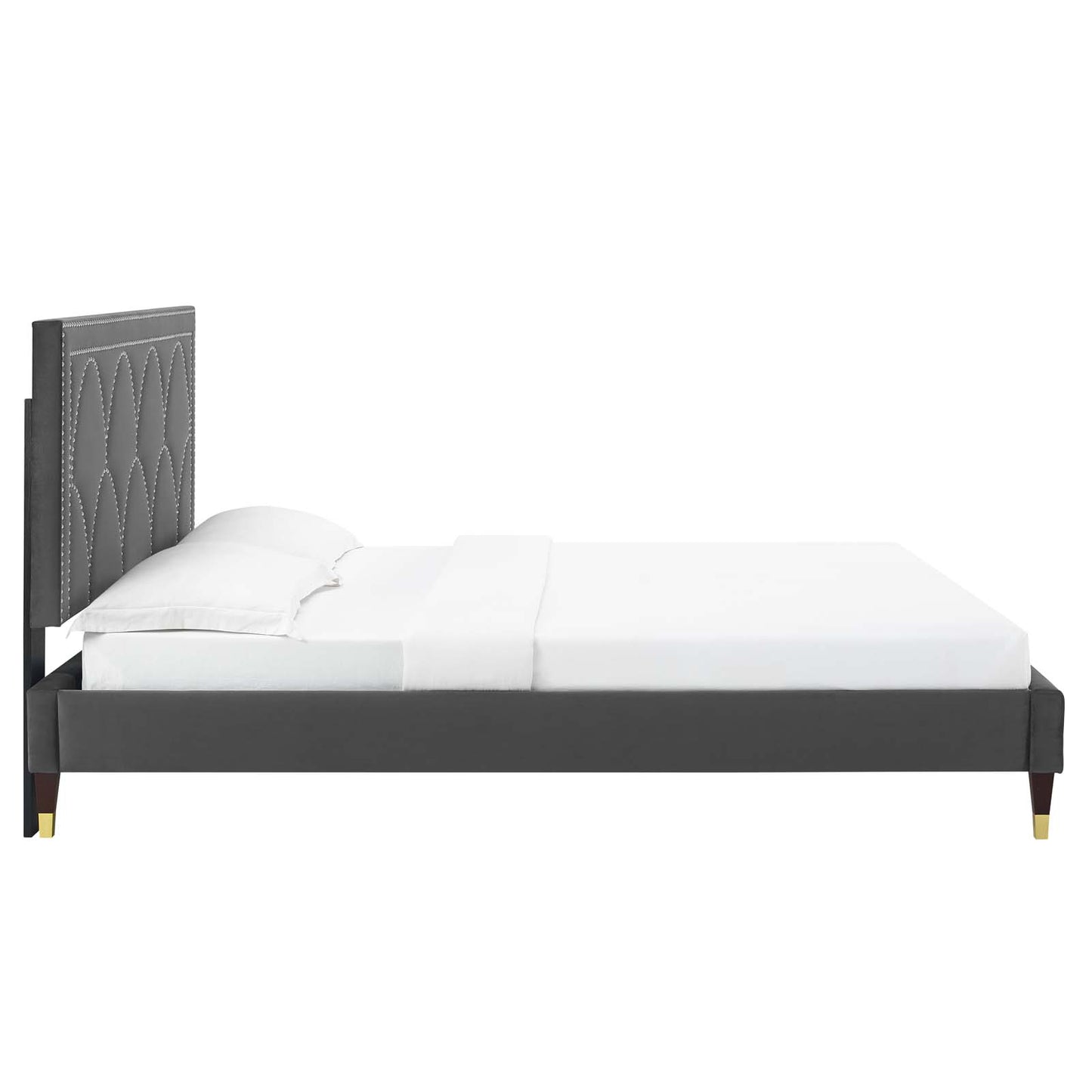 Kendall Performance Velvet Queen Bed By Modway - MOD-6590-CHA | Beds |  Modishstore - 5