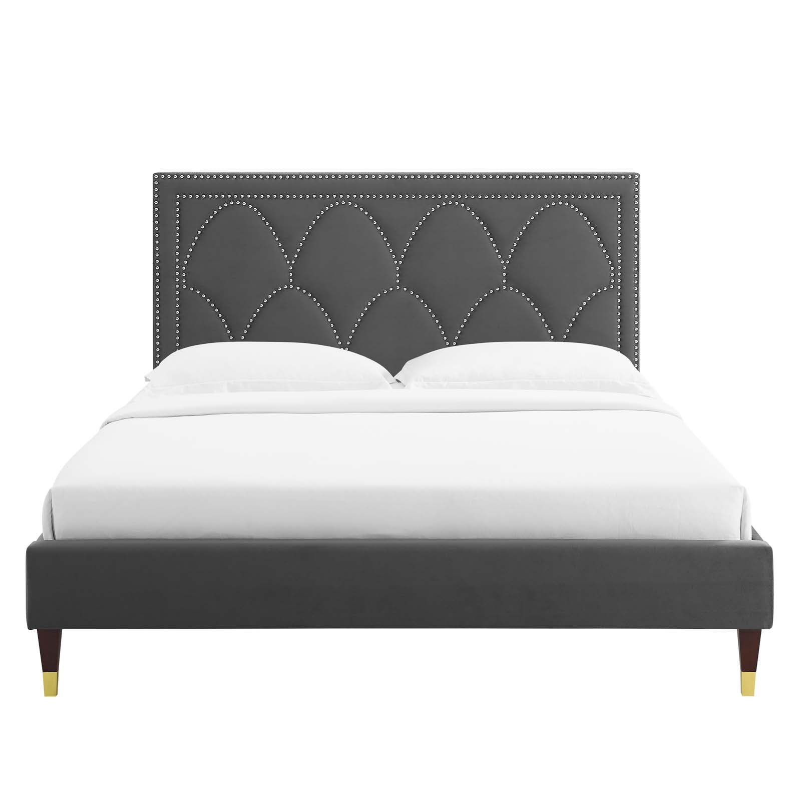 Kendall Performance Velvet Queen Bed By Modway - MOD-6590-CHA | Beds |  Modishstore - 8