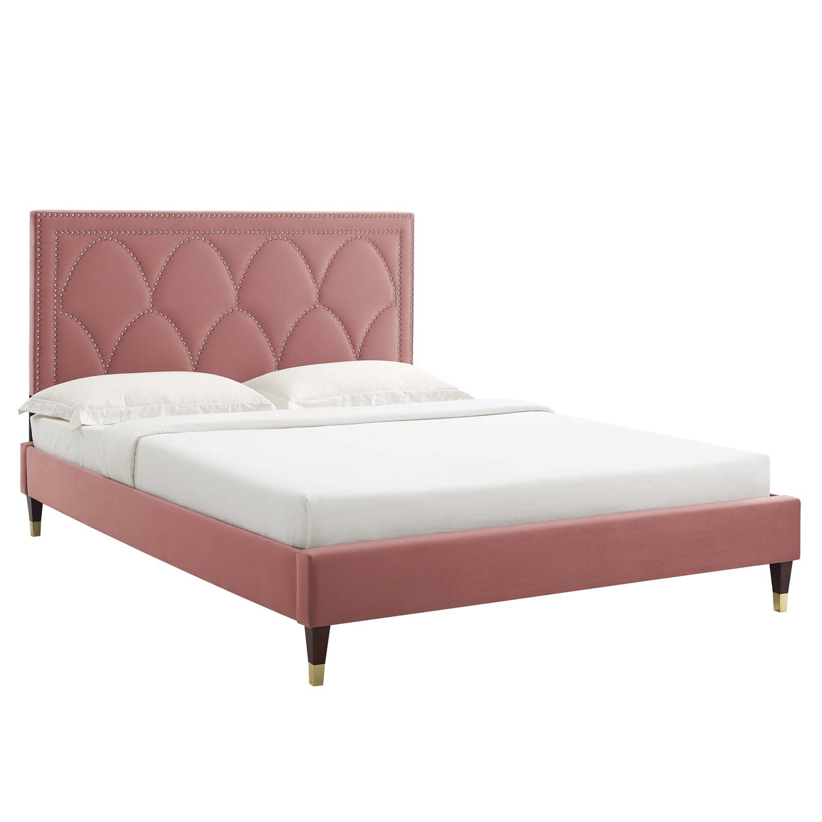 Kendall Performance Velvet Queen Bed By Modway - MOD-6590-CHA | Beds |  Modishstore - 12