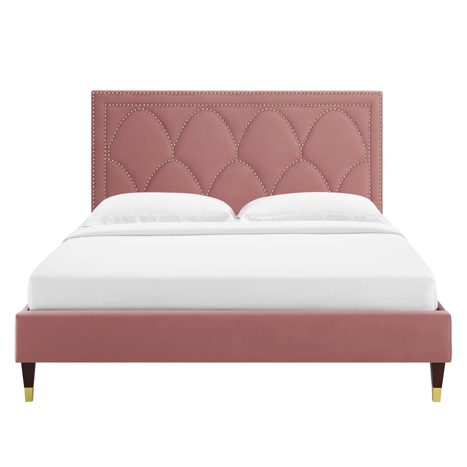 Kendall Performance Velvet Queen Bed By Modway - MOD-6590-CHA | Beds |  Modishstore - 19
