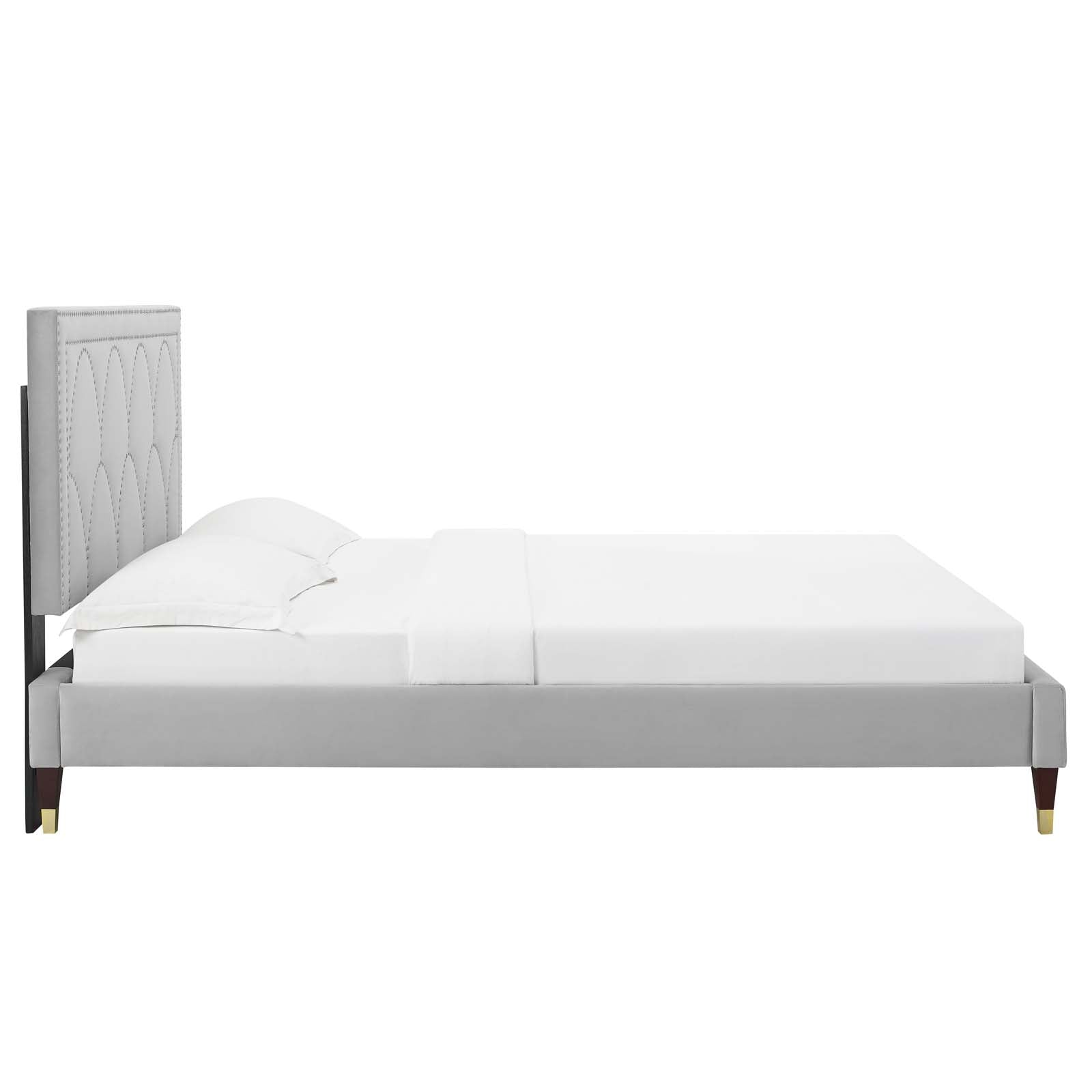 Kendall Performance Velvet Queen Bed By Modway - MOD-6590-CHA | Beds |  Modishstore - 27