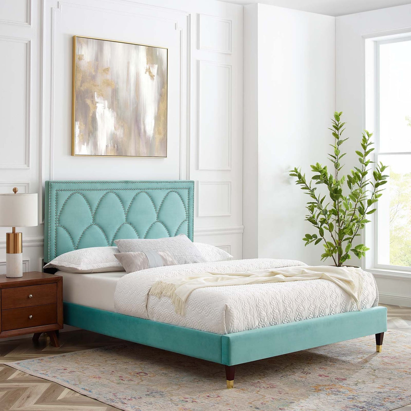 Kendall Performance Velvet Queen Bed By Modway - MOD-6590-CHA | Beds |  Modishstore - 37