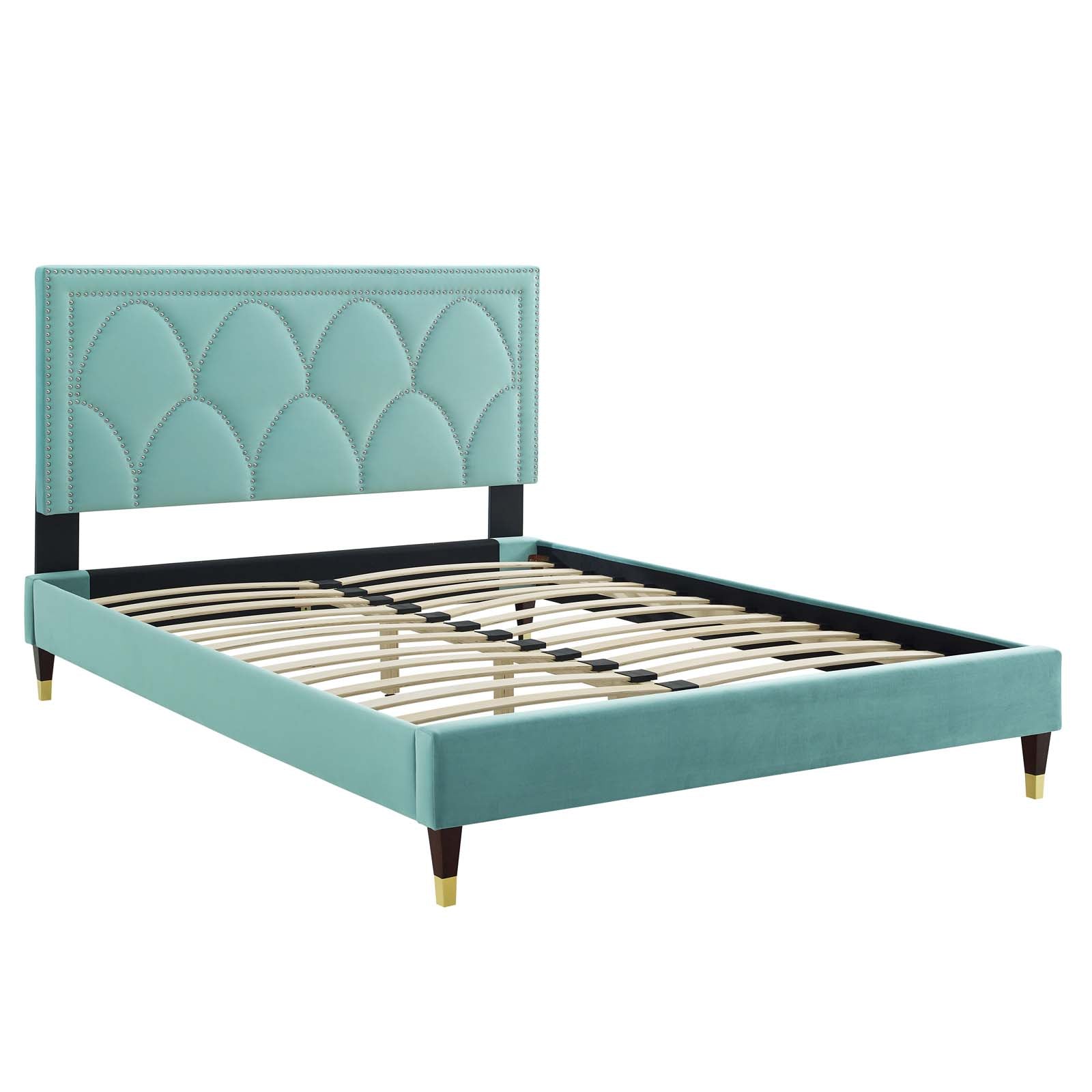 Kendall Performance Velvet Queen Bed By Modway - MOD-6590-CHA | Beds |  Modishstore - 39