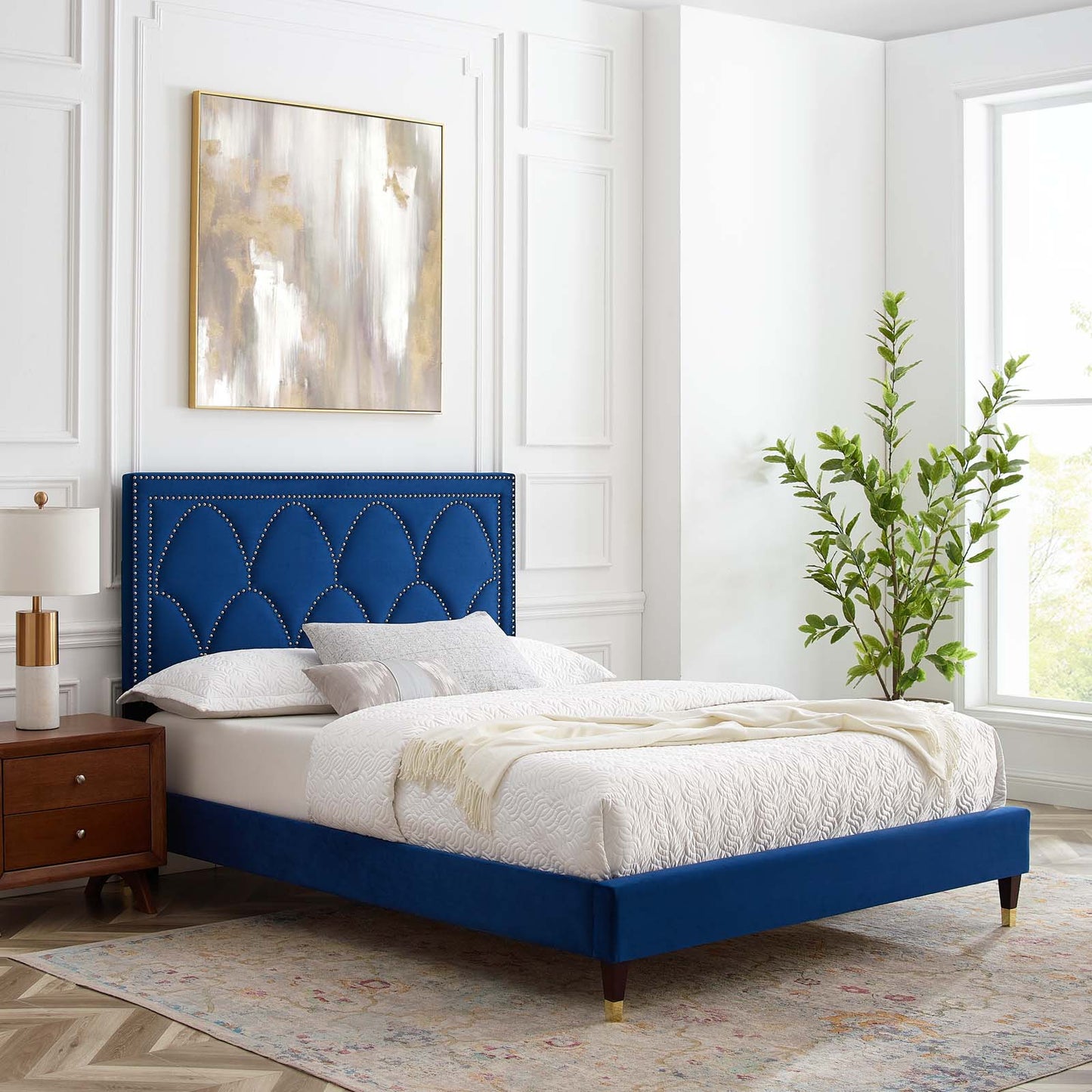 Kendall Performance Velvet Queen Bed By Modway - MOD-6590-CHA | Beds |  Modishstore - 48