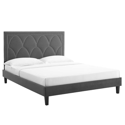 Kendall Performance Velvet Queen Bed By Modway - MOD-6591-CHA | Beds |  Modishstore - 2