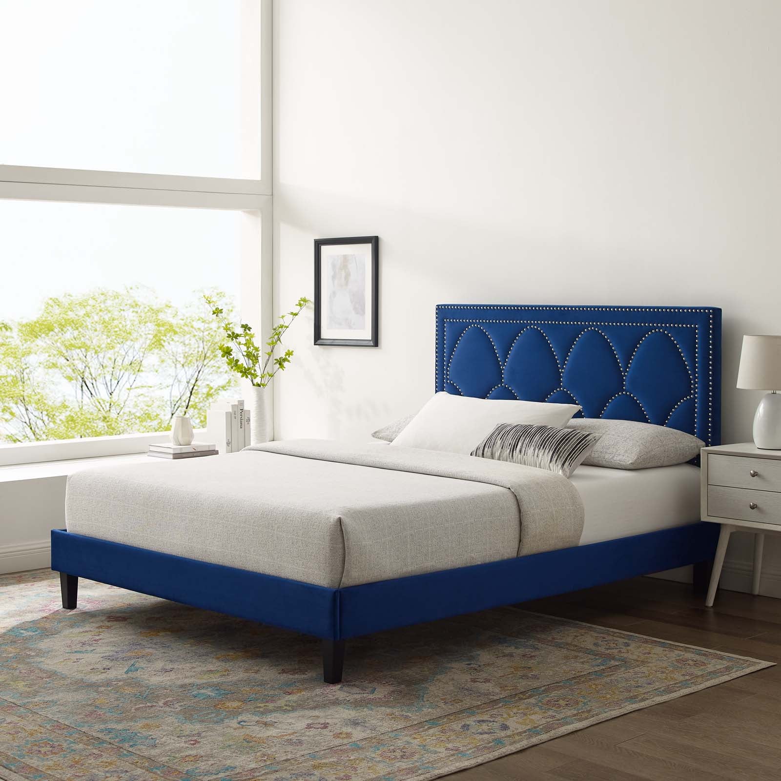 Kendall Performance Velvet Queen Bed By Modway - MOD-6591-CHA | Beds |  Modishstore - 48