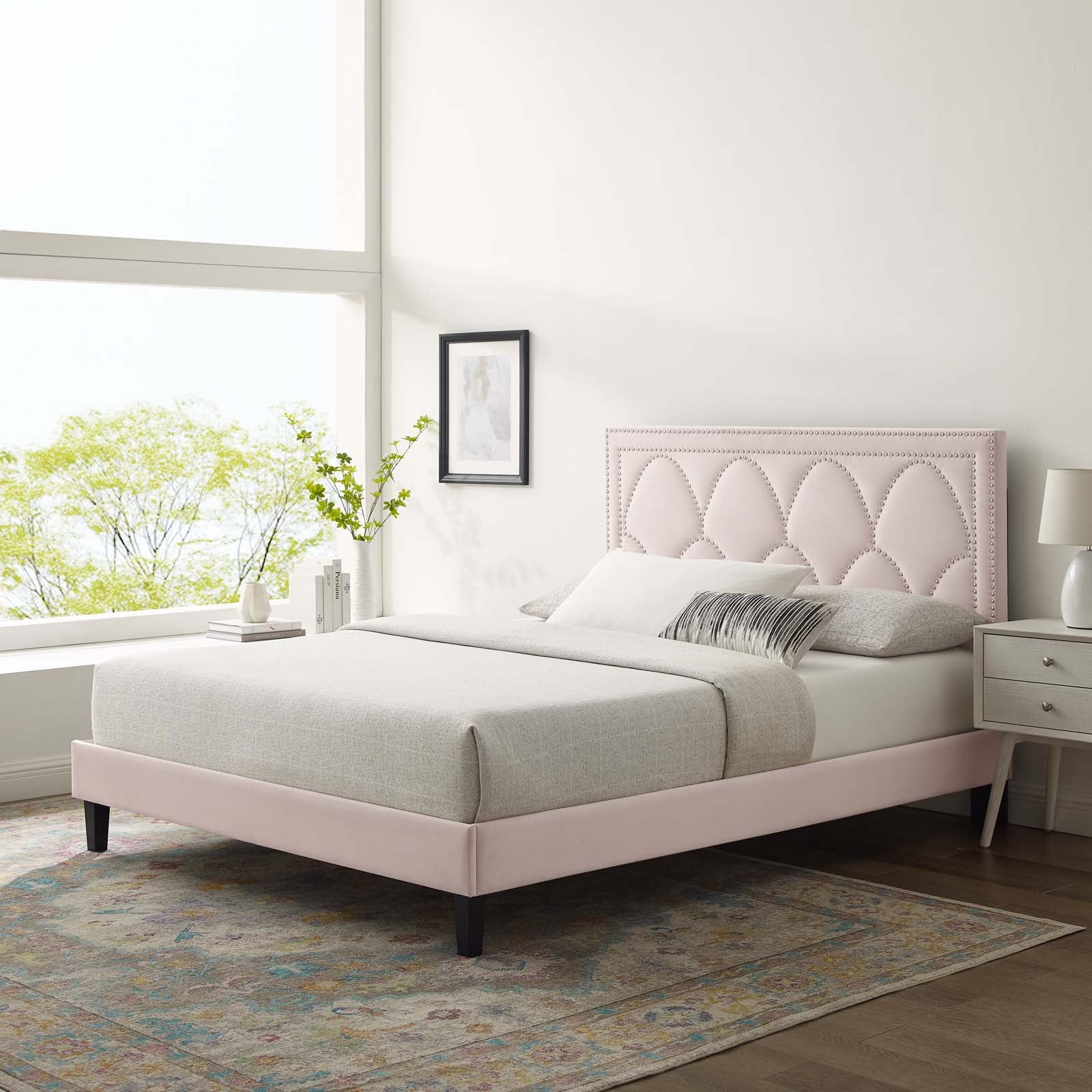 Kendall Performance Velvet Queen Bed By Modway - MOD-6591-CHA | Beds |  Modishstore - 59