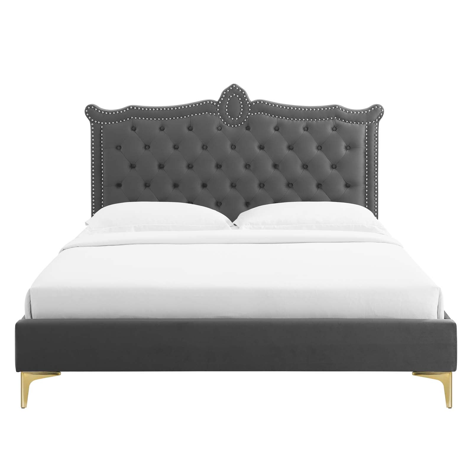 Clara Performance Velvet Queen Platform Bed By Modway - MOD-6592 | Beds | Modishstore - 8