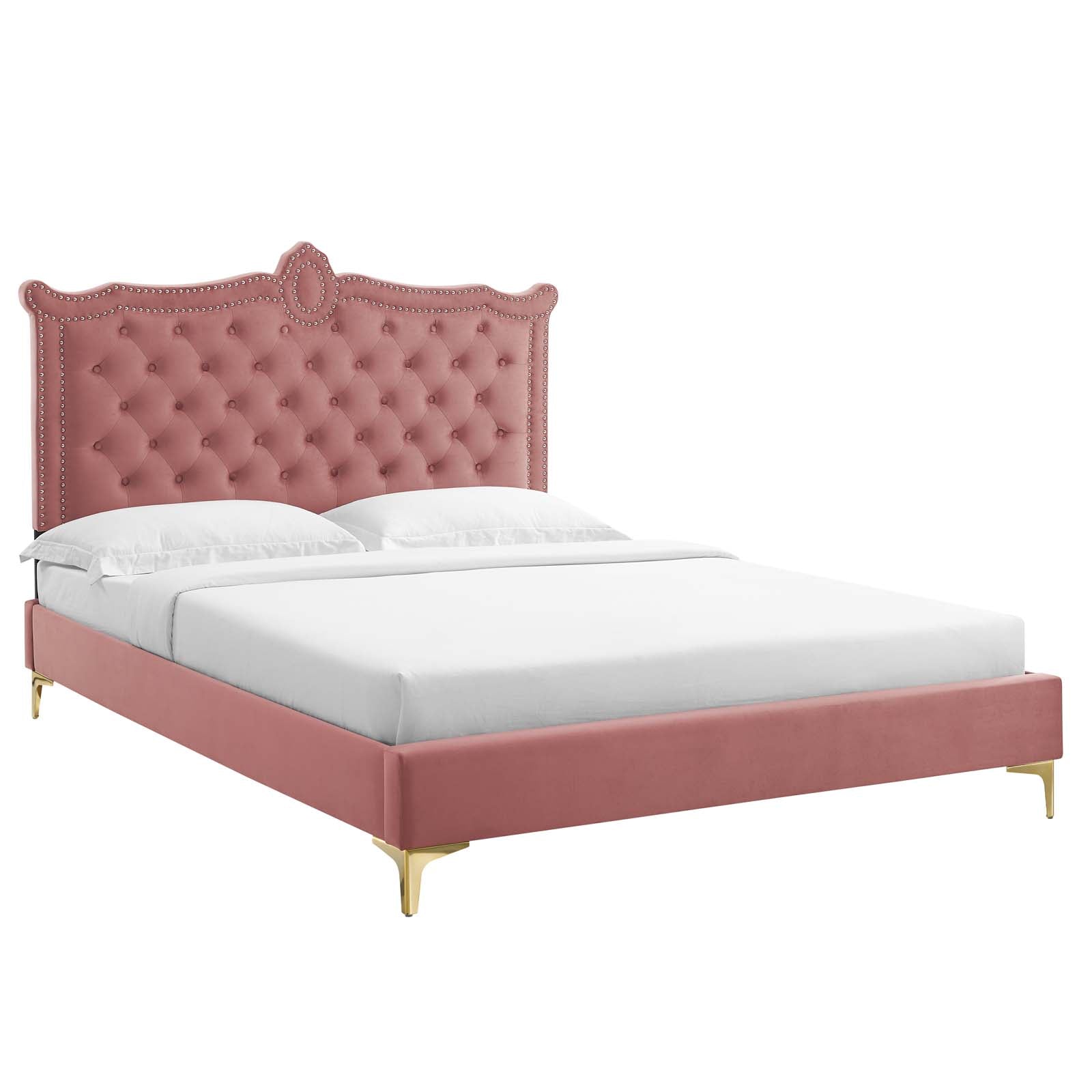 Clara Performance Velvet Queen Platform Bed By Modway - MOD-6592 | Beds | Modishstore - 12
