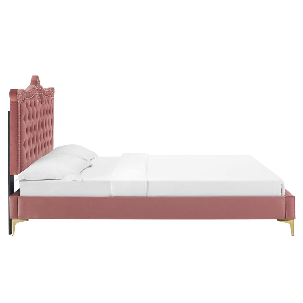 Clara Performance Velvet Queen Platform Bed By Modway - MOD-6592 | Beds | Modishstore - 16
