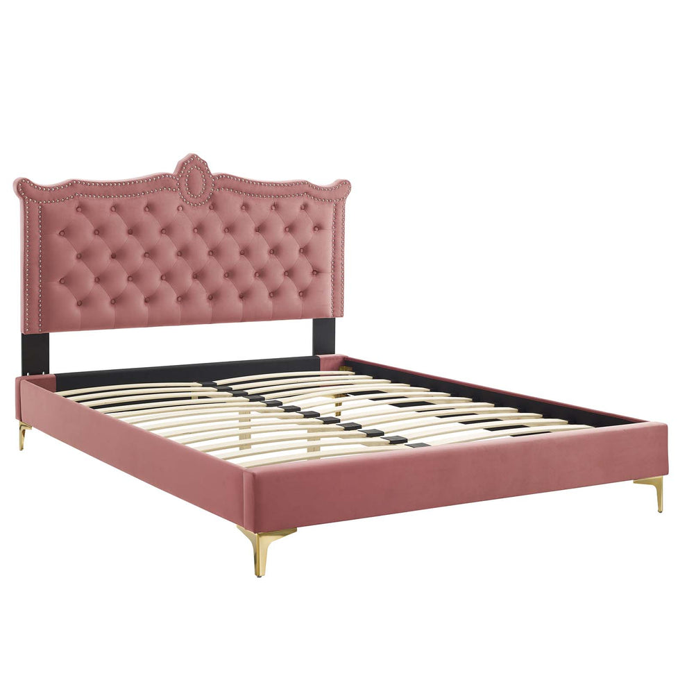 Clara Performance Velvet Queen Platform Bed By Modway - MOD-6592 | Beds | Modishstore - 17