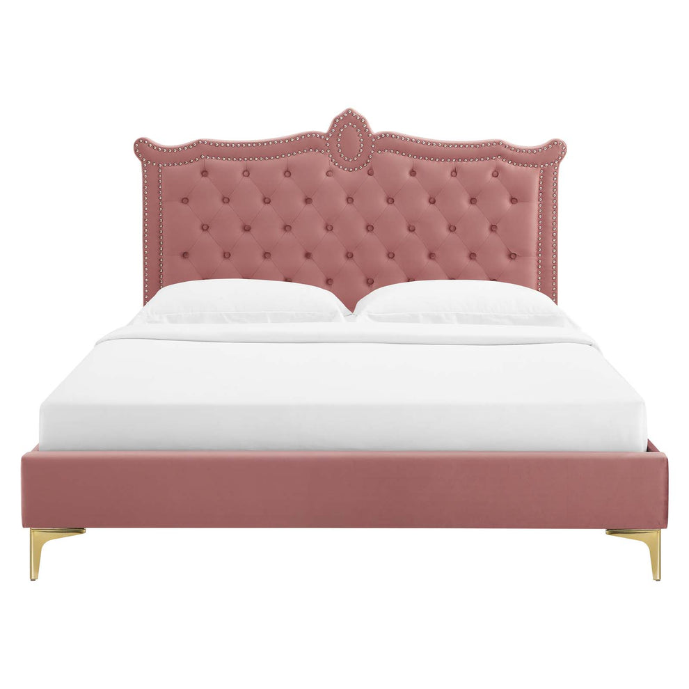 Clara Performance Velvet Queen Platform Bed By Modway - MOD-6592 | Beds | Modishstore - 19