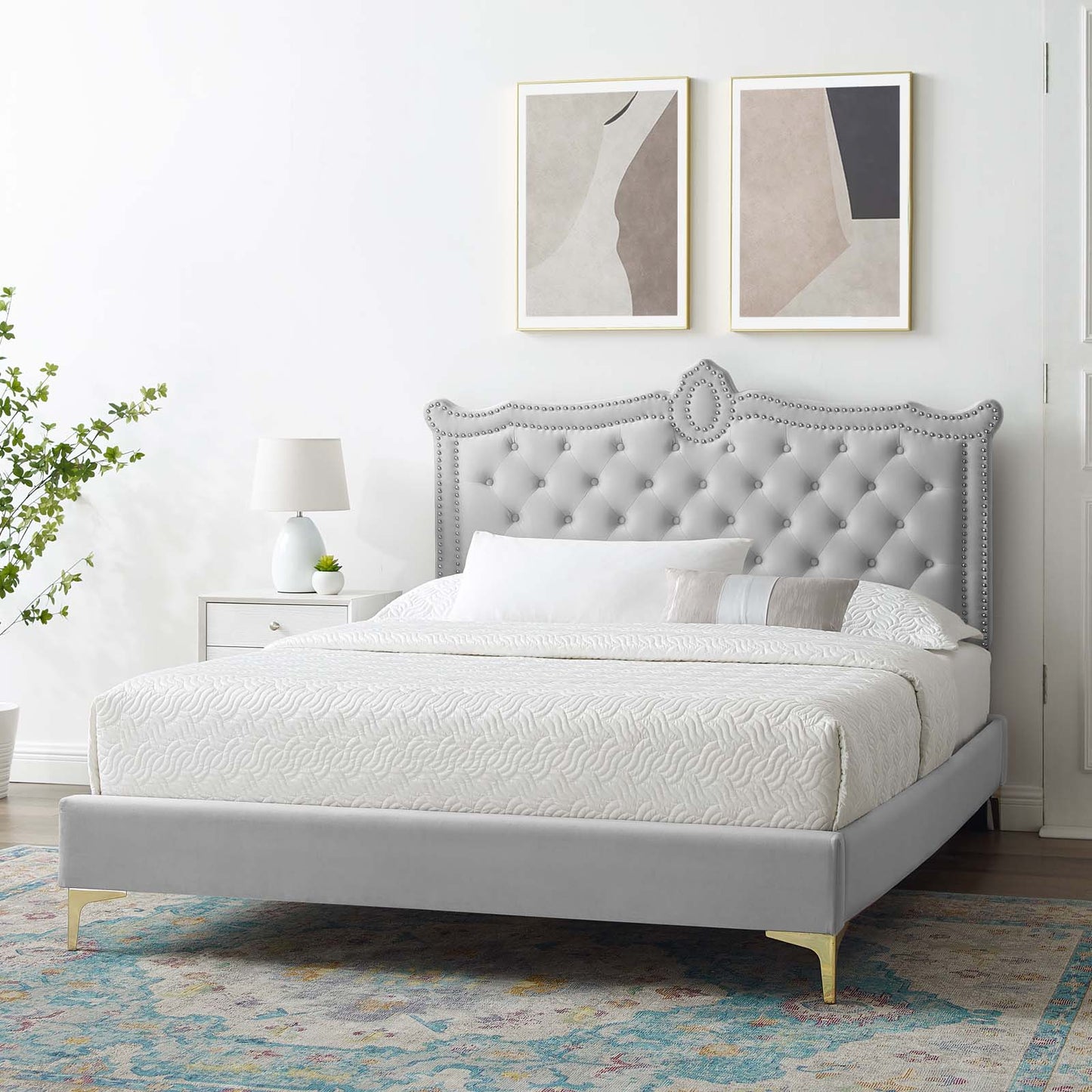 Clara Performance Velvet Queen Platform Bed By Modway - MOD-6592 | Beds | Modishstore - 26