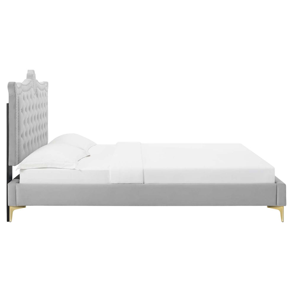 Clara Performance Velvet Queen Platform Bed By Modway - MOD-6592 | Beds | Modishstore - 27