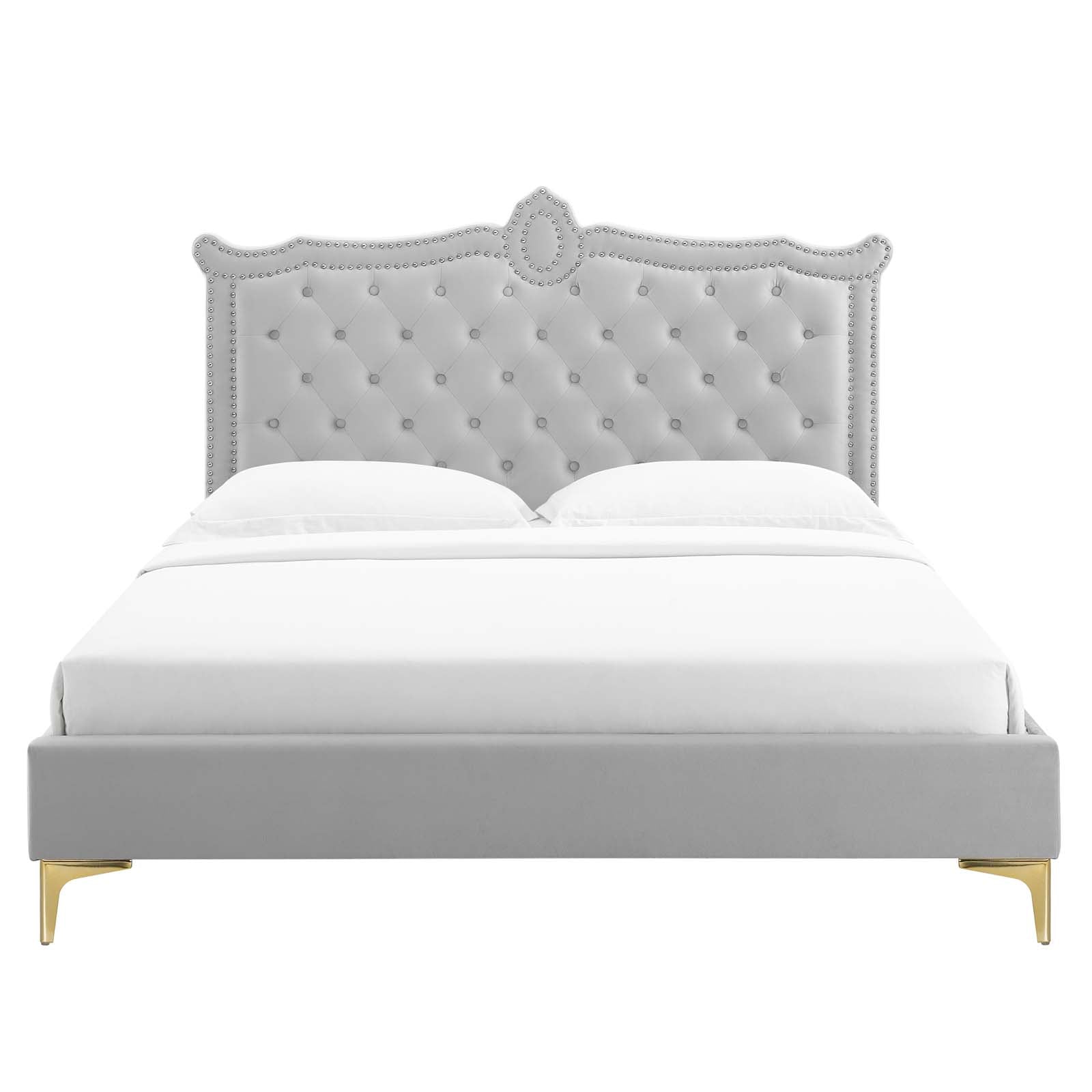 Clara Performance Velvet Queen Platform Bed By Modway - MOD-6592 | Beds | Modishstore - 30