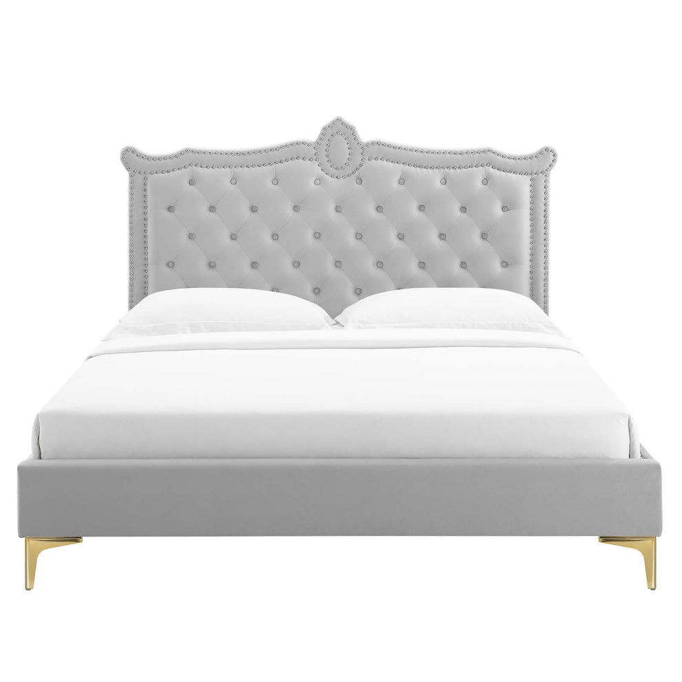 Clara Performance Velvet Queen Platform Bed By Modway - MOD-6592 | Beds | Modishstore - 30