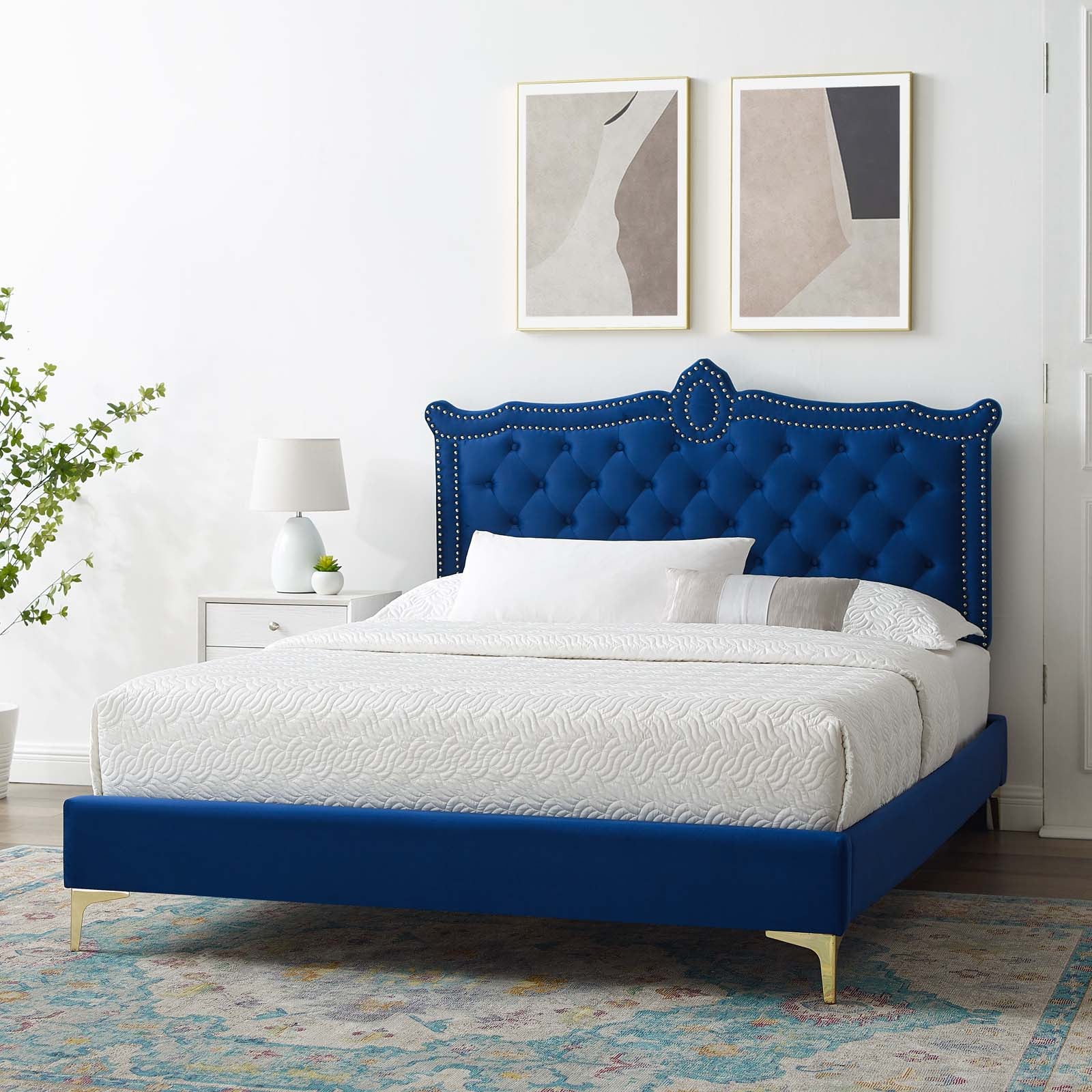Clara Performance Velvet Queen Platform Bed By Modway - MOD-6592 | Beds | Modishstore - 48