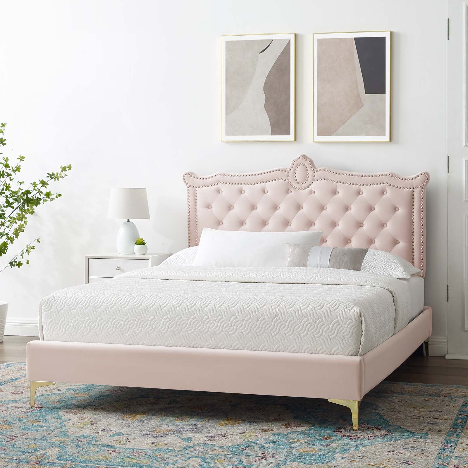 Clara Performance Velvet Queen Platform Bed By Modway - MOD-6592 | Beds | Modishstore - 59