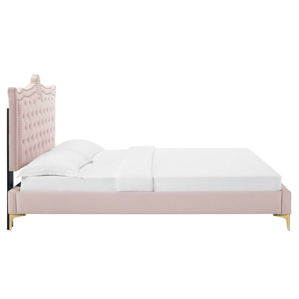 Clara Performance Velvet Queen Platform Bed By Modway - MOD-6592 | Beds | Modishstore - 60