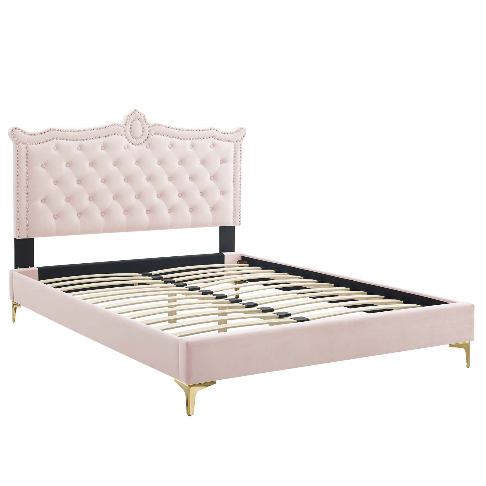 Clara Performance Velvet Queen Platform Bed By Modway - MOD-6592 | Beds | Modishstore - 61