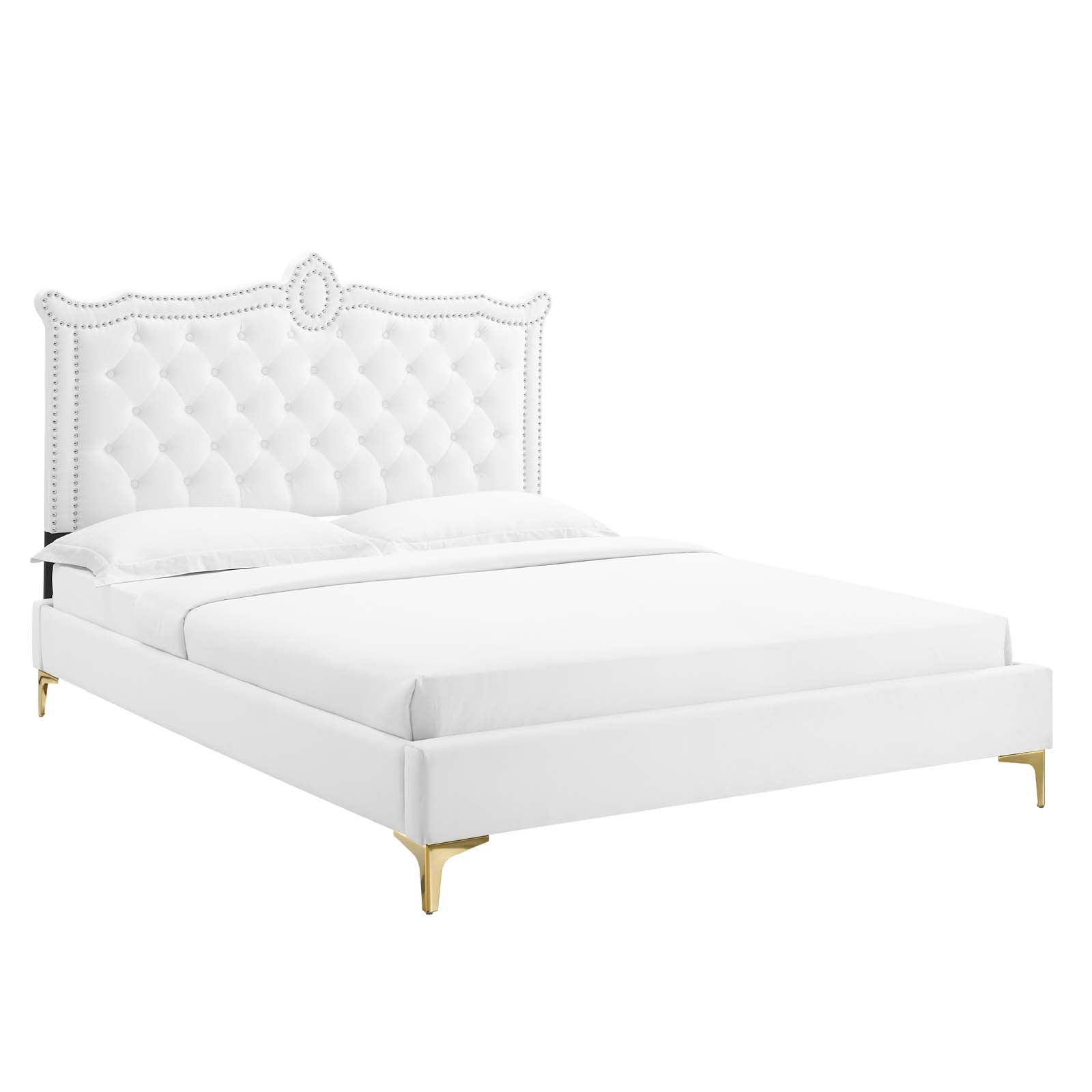Clara Performance Velvet Queen Platform Bed By Modway - MOD-6592 | Beds | Modishstore - 78