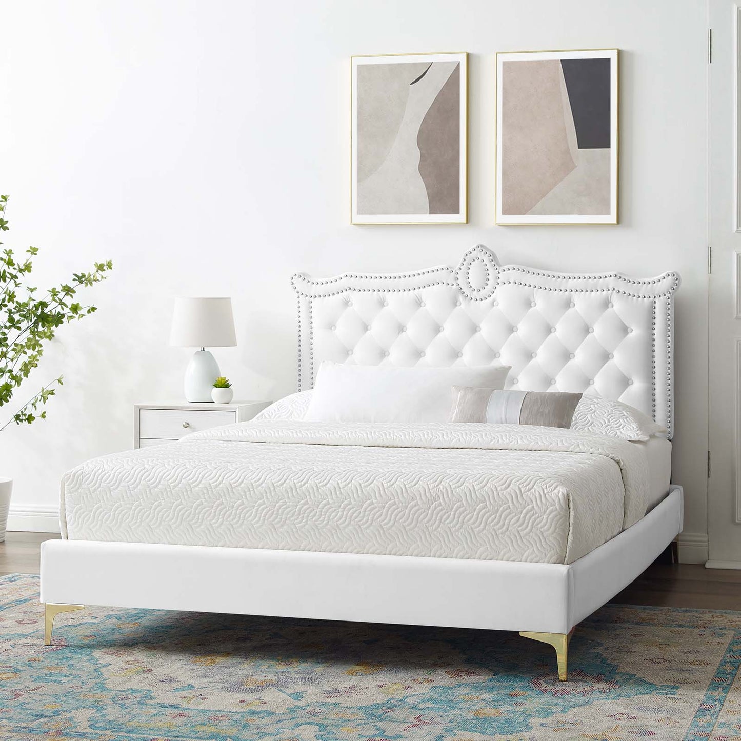 Clara Performance Velvet Queen Platform Bed By Modway - MOD-6592 | Beds | Modishstore - 81