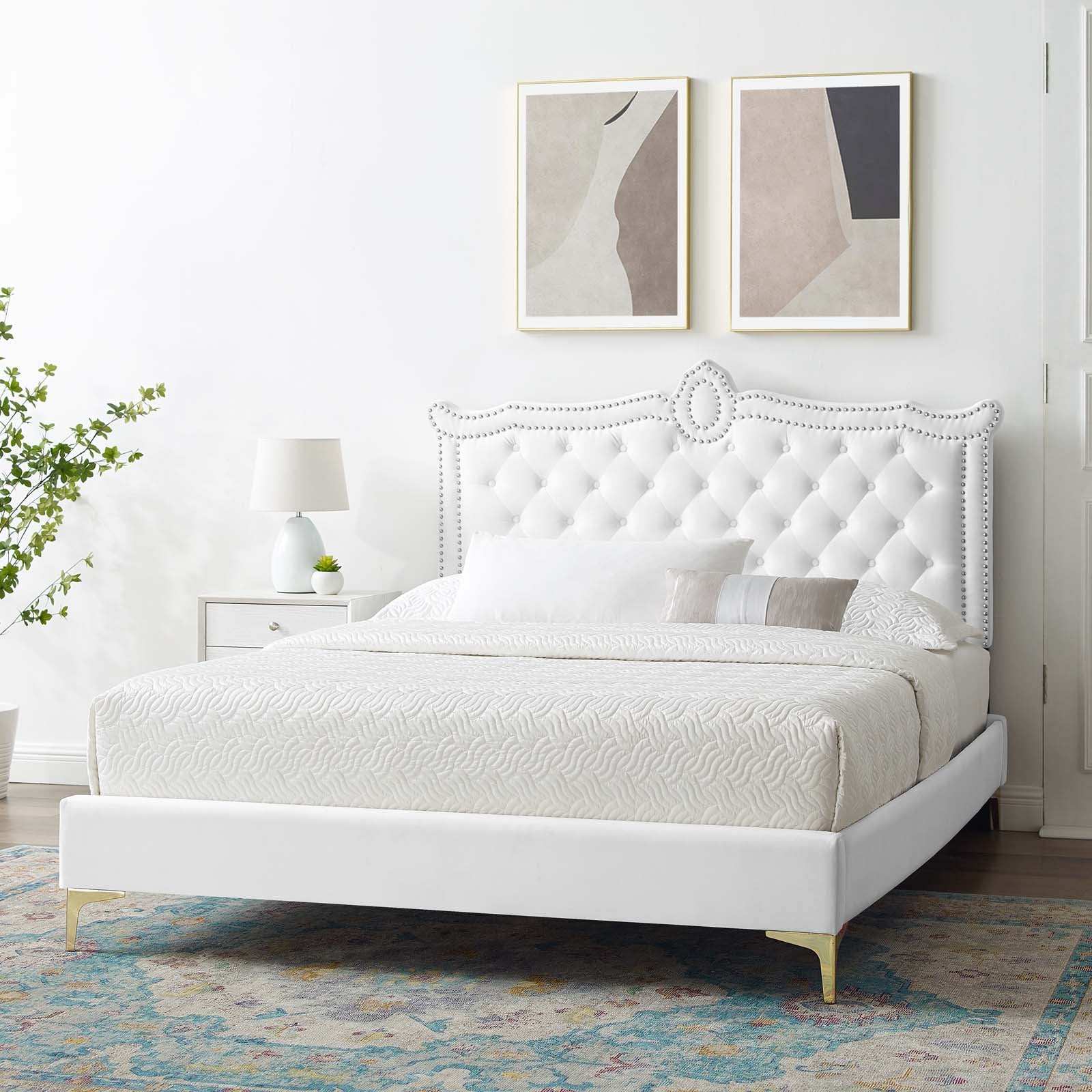 Clara Performance Velvet Queen Platform Bed By Modway - MOD-6592 | Beds | Modishstore - 81