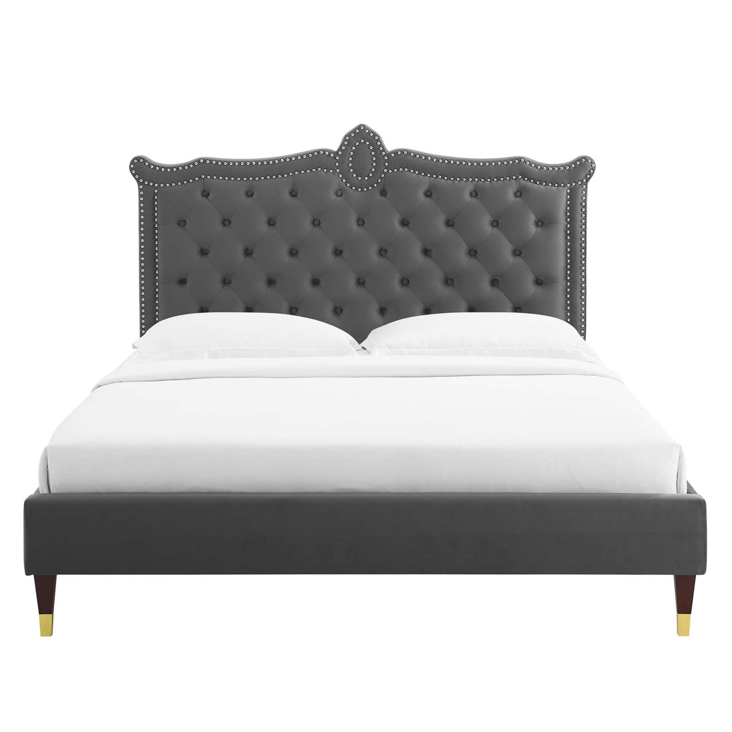 Clara Performance Velvet Queen Platform Bed By Modway - MOD-6593 | Beds | Modishstore - 8