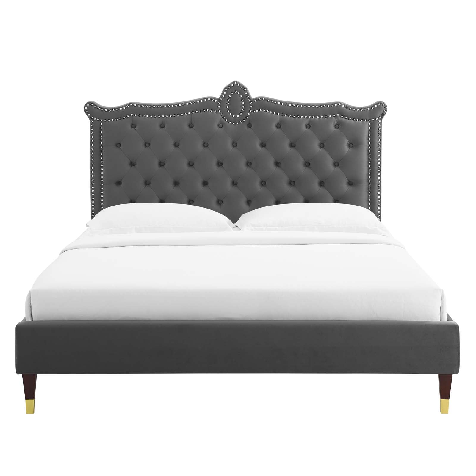 Clara Performance Velvet Queen Platform Bed By Modway - MOD-6593 | Beds | Modishstore - 8
