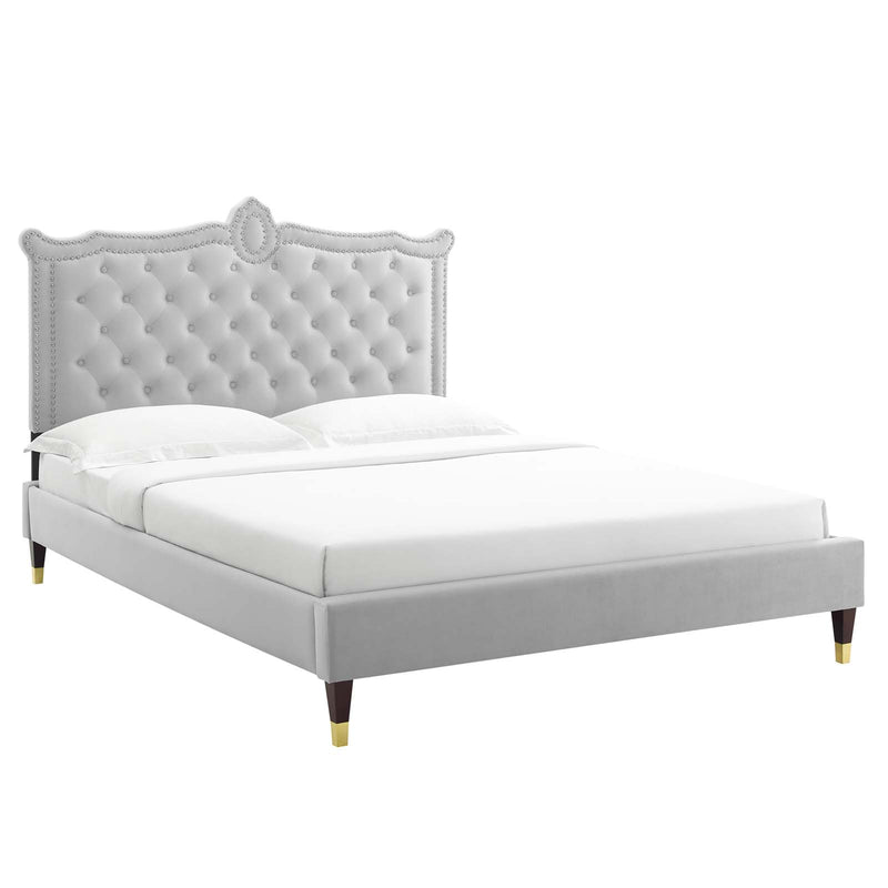 Clara Performance Velvet Queen Platform Bed By Modway - MOD-6593 | Beds | Modishstore - 23