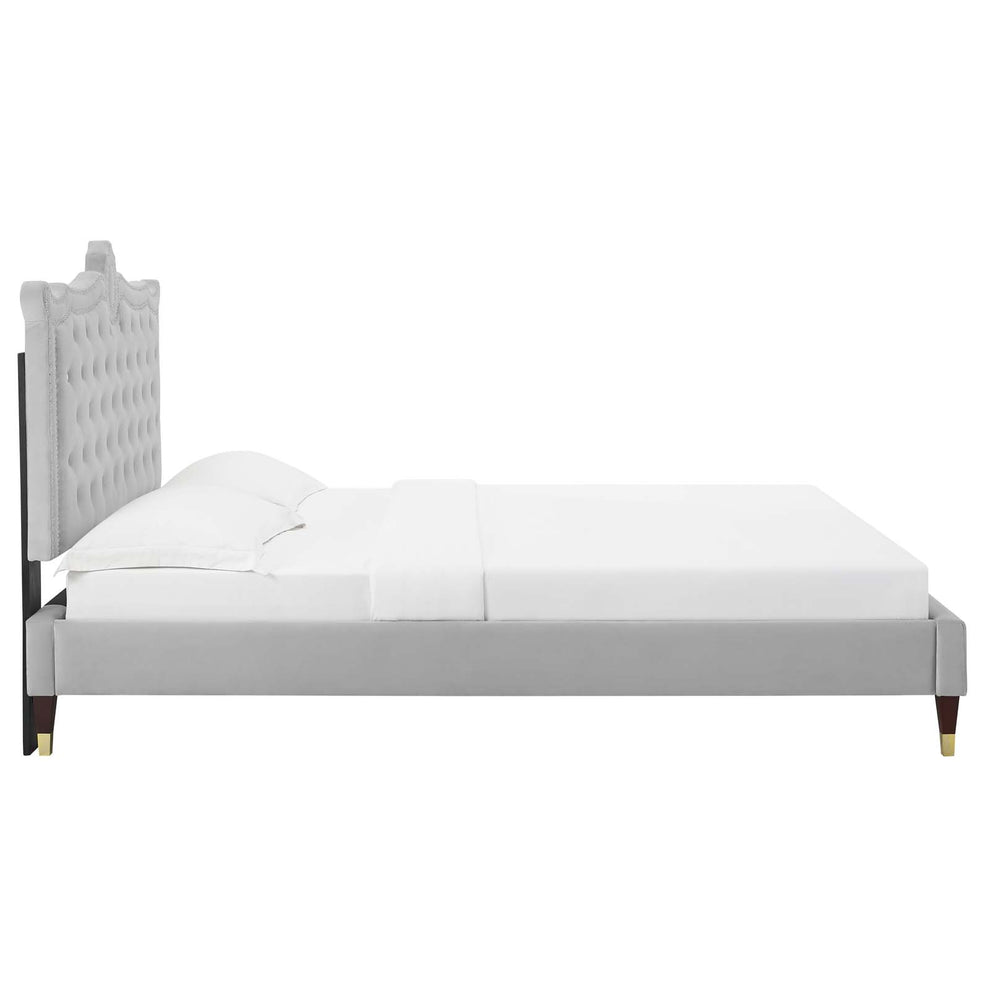 Clara Performance Velvet Queen Platform Bed By Modway - MOD-6593 | Beds | Modishstore - 27