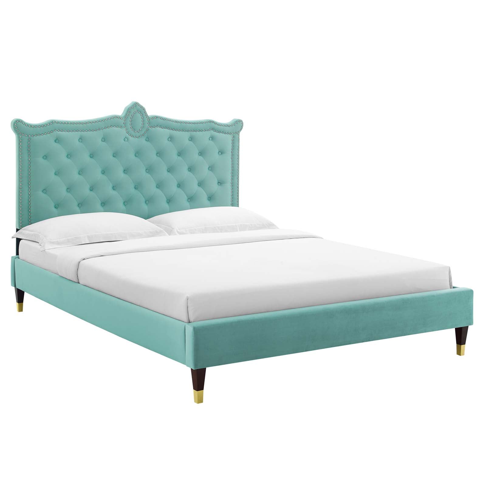 Clara Performance Velvet Queen Platform Bed By Modway - MOD-6593 | Beds | Modishstore - 34