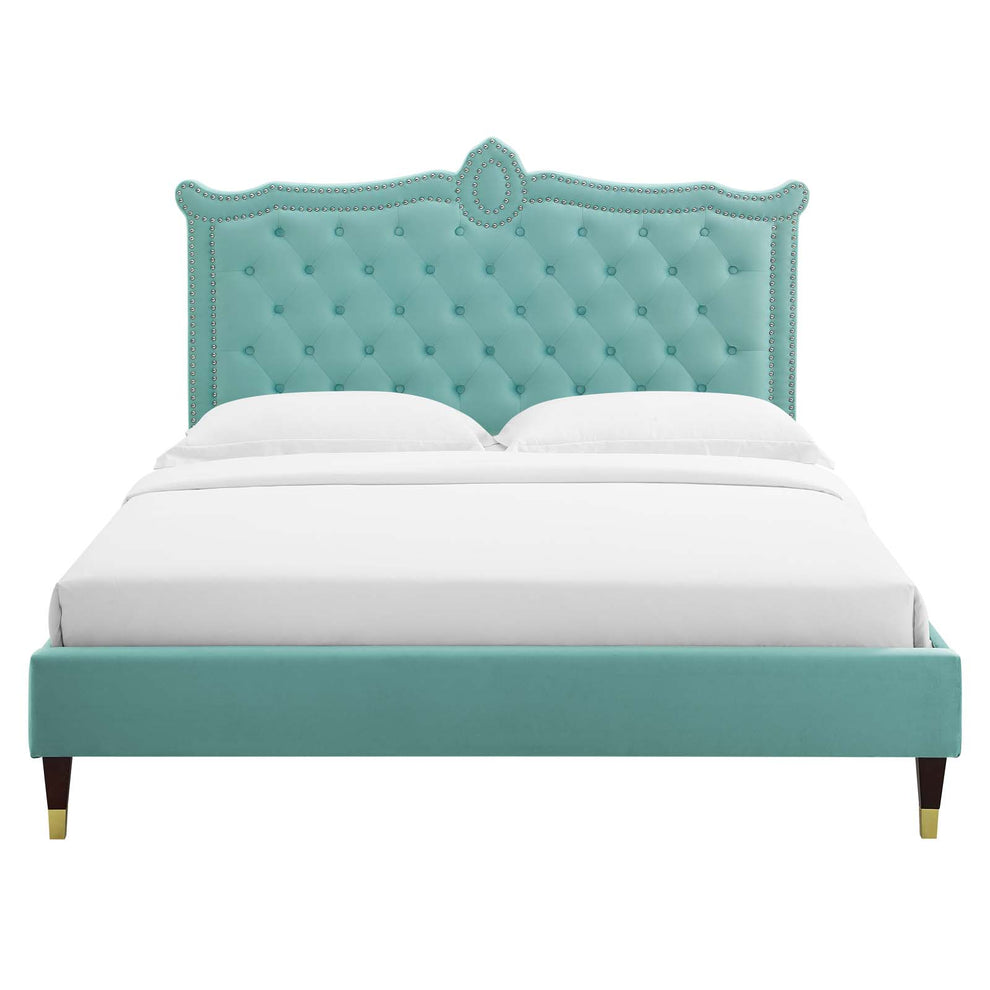 Clara Performance Velvet Queen Platform Bed By Modway - MOD-6593 | Beds | Modishstore - 41