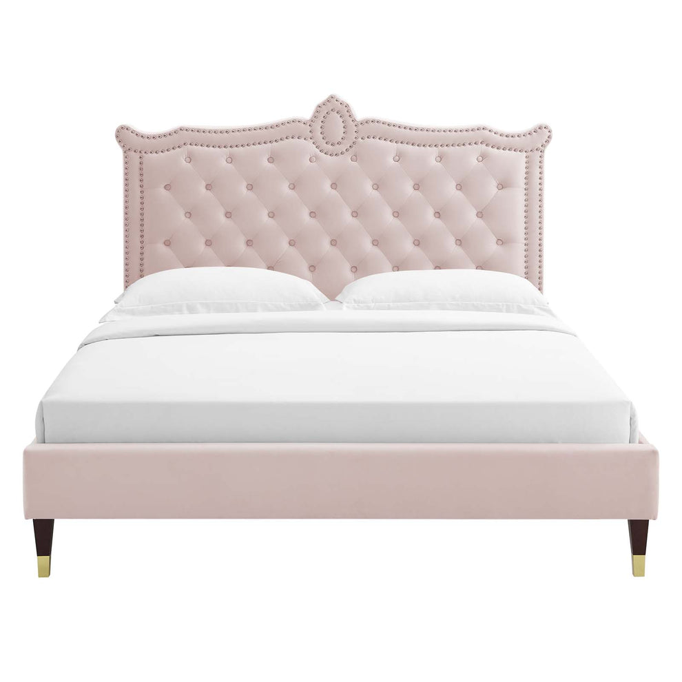 Clara Performance Velvet Queen Platform Bed By Modway - MOD-6593 | Beds | Modishstore - 63