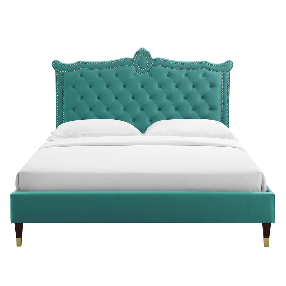 Clara Performance Velvet Queen Platform Bed By Modway - MOD-6593 | Beds | Modishstore - 74