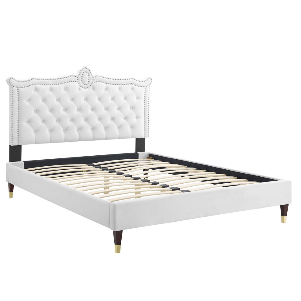 Clara Performance Velvet Queen Platform Bed By Modway - MOD-6593 | Beds | Modishstore - 83