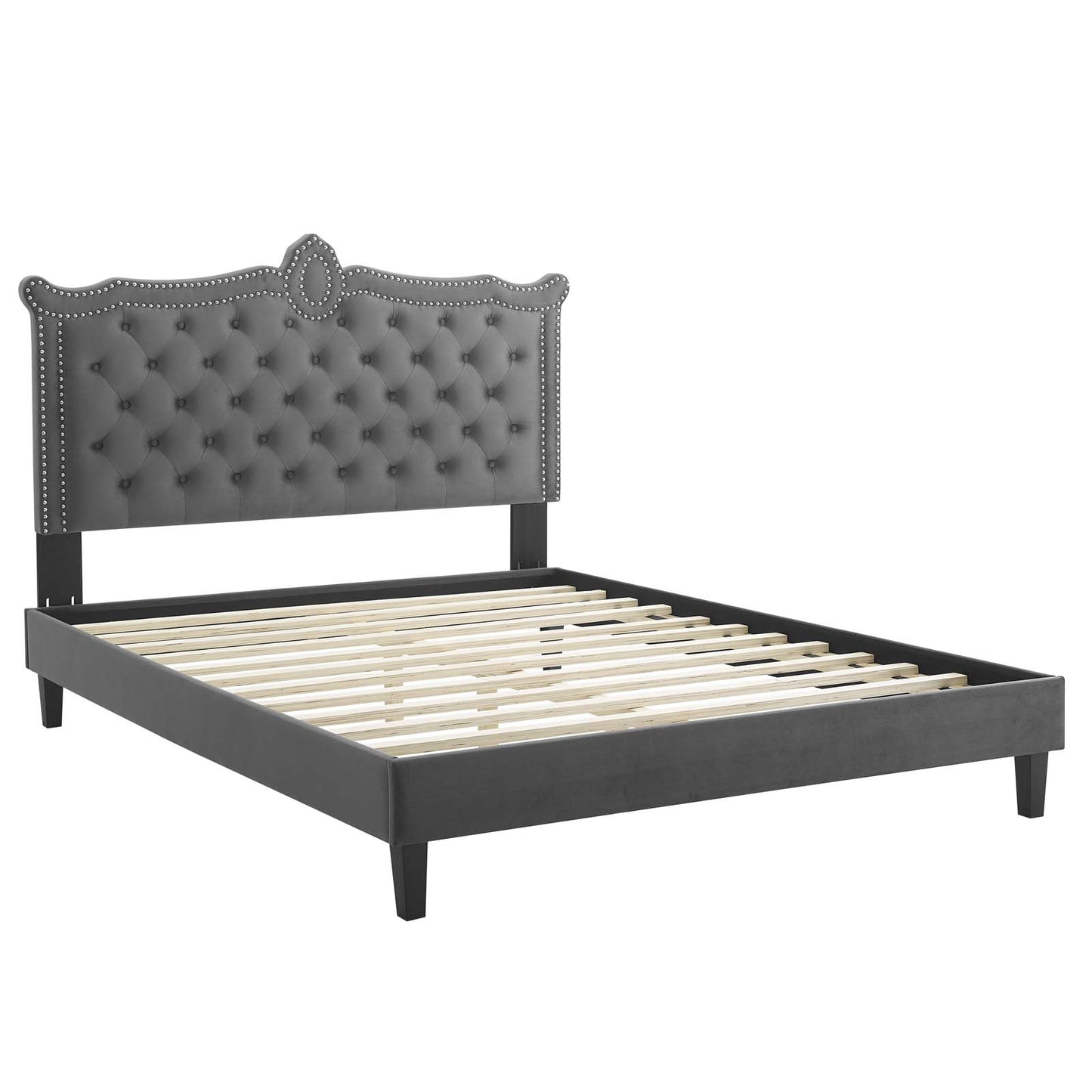 Clara Performance Velvet Queen Platform Bed By Modway - MOD-6594 | Beds | Modishstore - 6