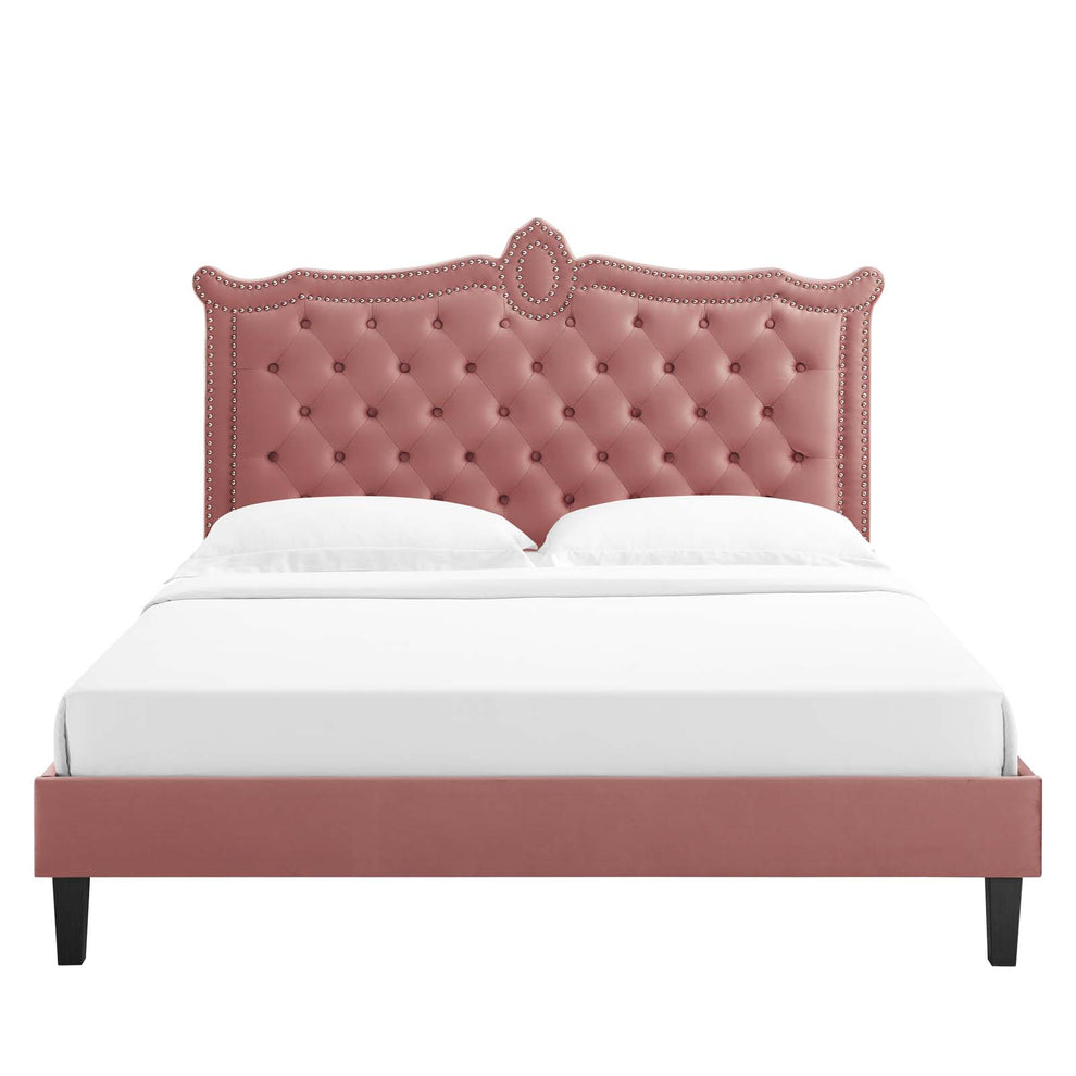 Clara Performance Velvet Queen Platform Bed By Modway - MOD-6594 | Beds | Modishstore - 19