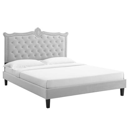 Clara Performance Velvet Queen Platform Bed By Modway - MOD-6594 | Beds | Modishstore - 23