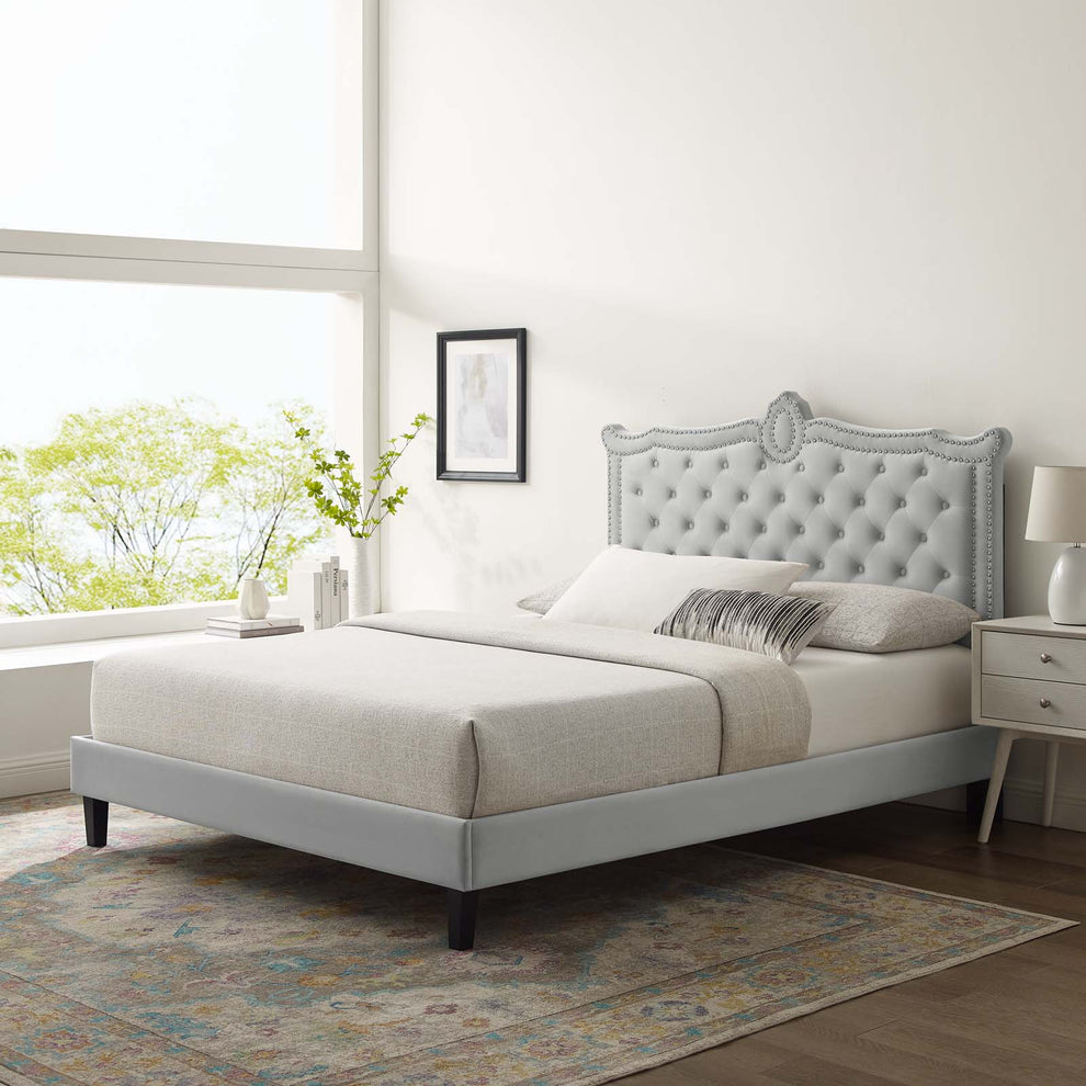 Clara Performance Velvet Queen Platform Bed By Modway - MOD-6594 | Beds | Modishstore - 26