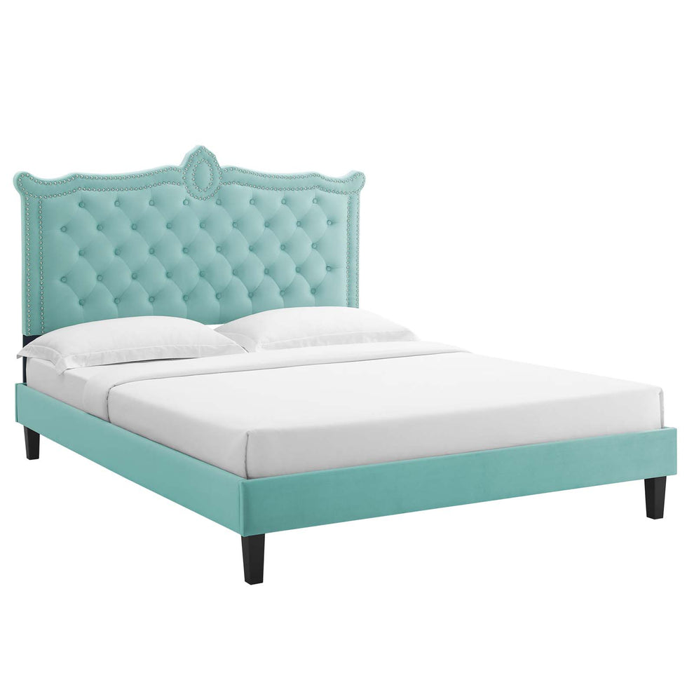 Clara Performance Velvet Queen Platform Bed By Modway - MOD-6594 | Beds | Modishstore - 34