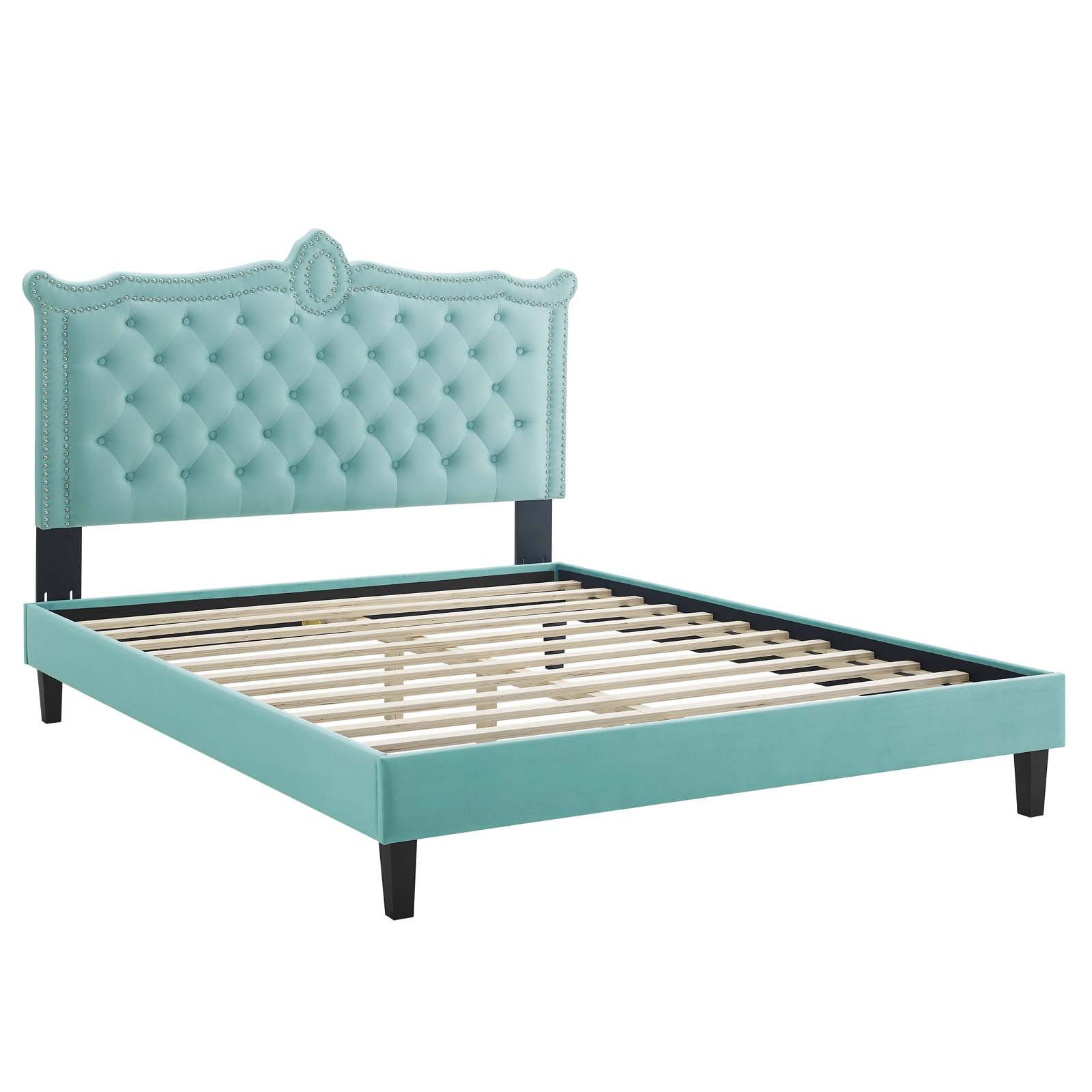 Clara Performance Velvet Queen Platform Bed By Modway - MOD-6594 | Beds | Modishstore - 39